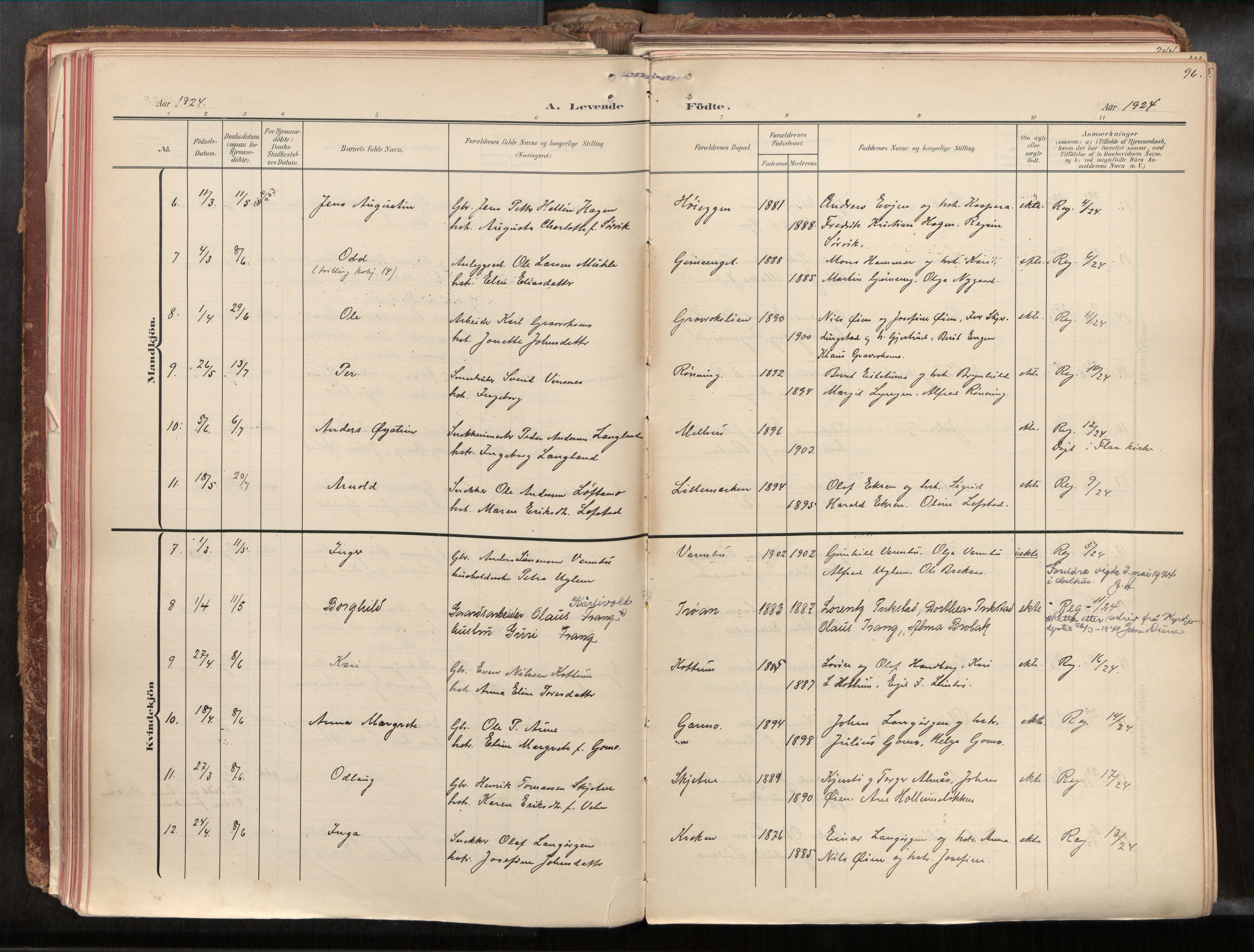 Ministerialprotokoller, klokkerbøker og fødselsregistre - Sør-Trøndelag, AV/SAT-A-1456/691/L1085b: Ministerialbok nr. 691A18, 1908-1930, s. 96