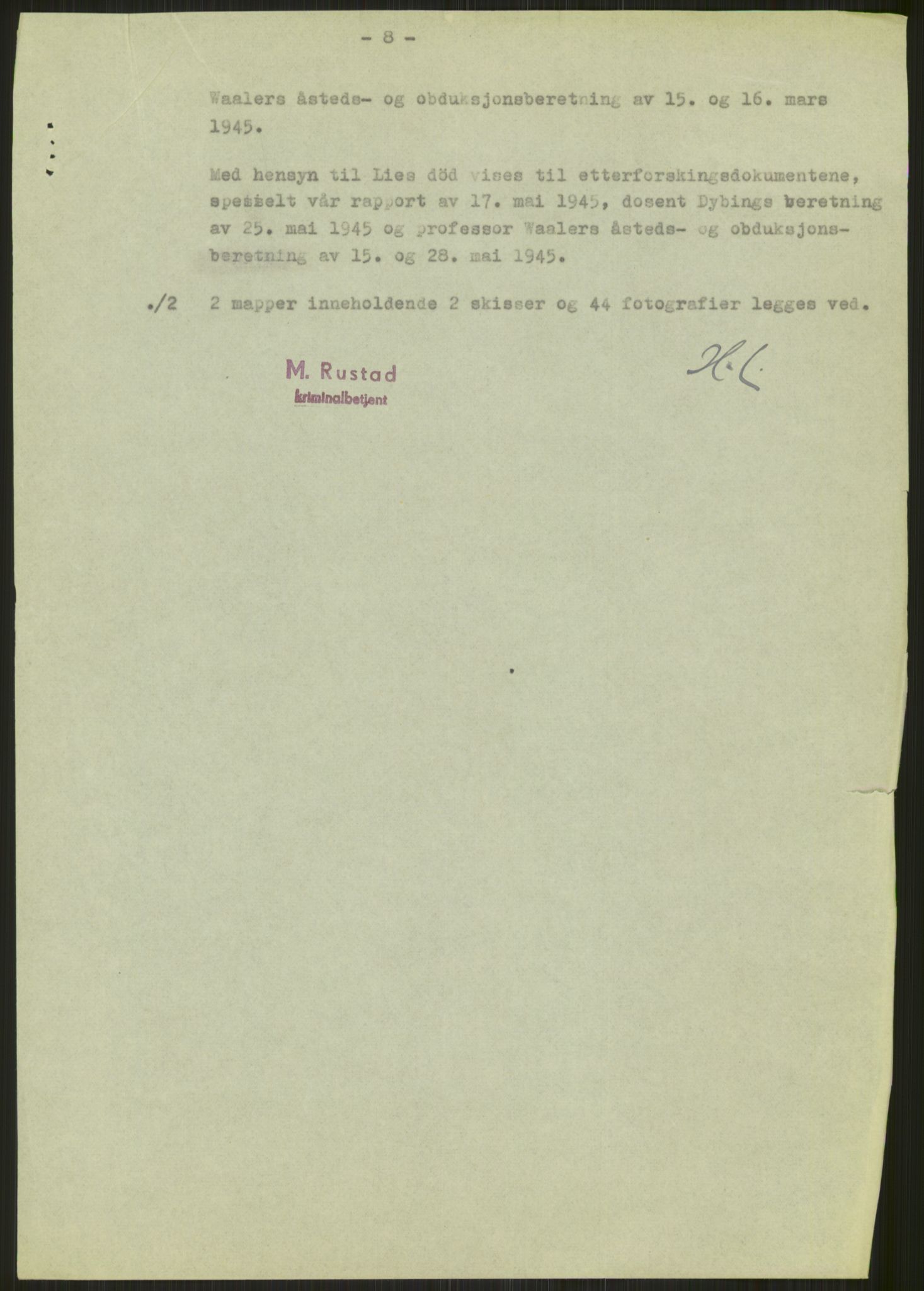 Landssvikarkivet, Oslo politikammer, AV/RA-S-3138-01/D/Dp/L0093/0015: B-sak 3029 - 3048 / Sak 3045, 1945, s. 248