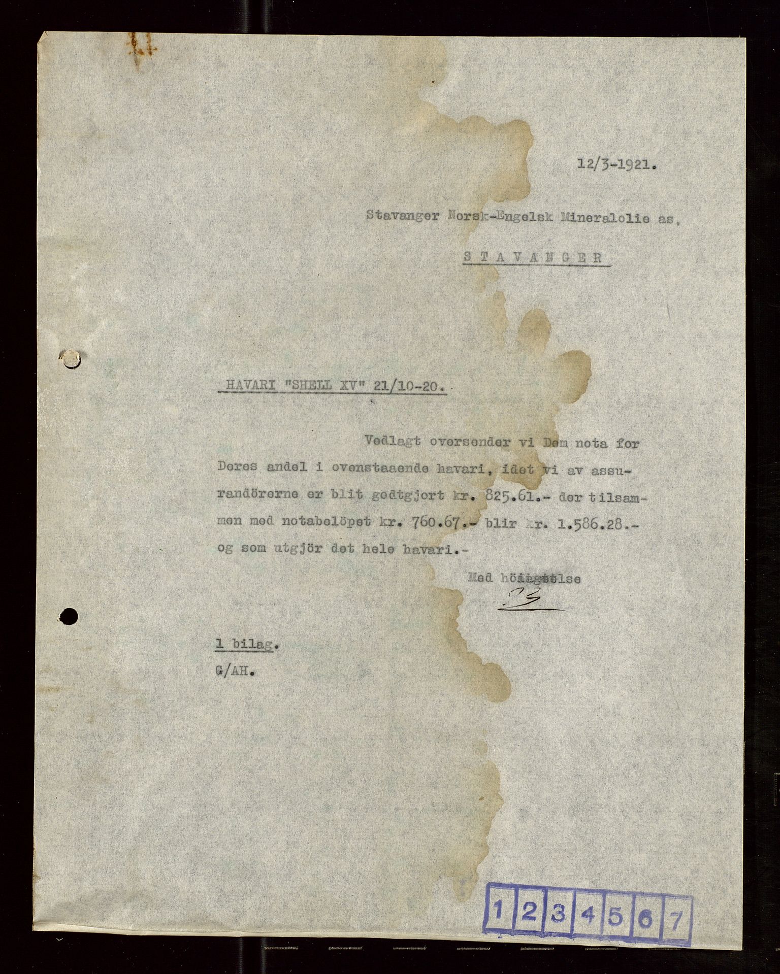 Pa 1521 - A/S Norske Shell, SAST/A-101915/E/Ea/Eaa/L0008: Sjefskorrespondanse, 1920, s. 71