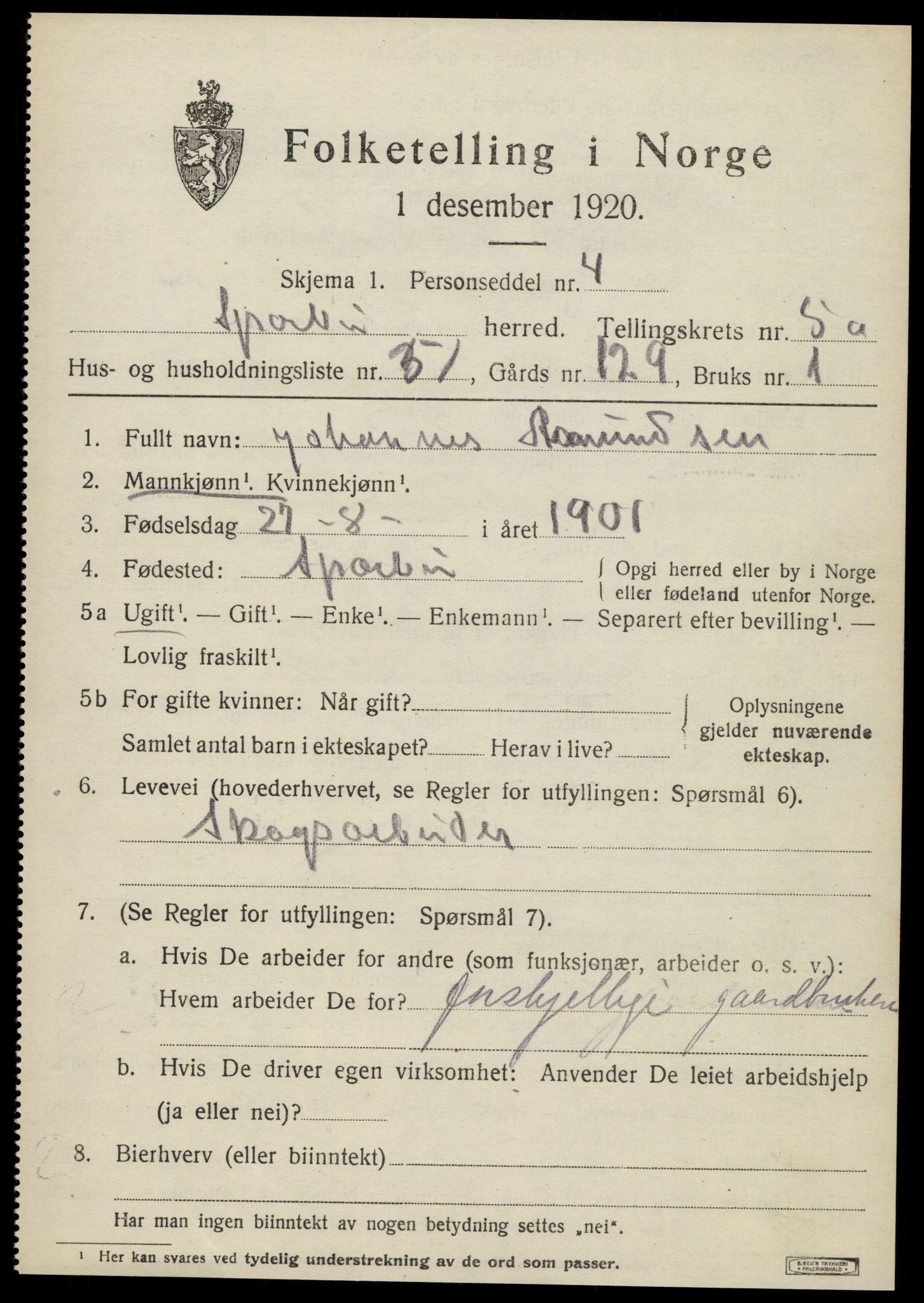 SAT, Folketelling 1920 for 1731 Sparbu herred, 1920, s. 6779