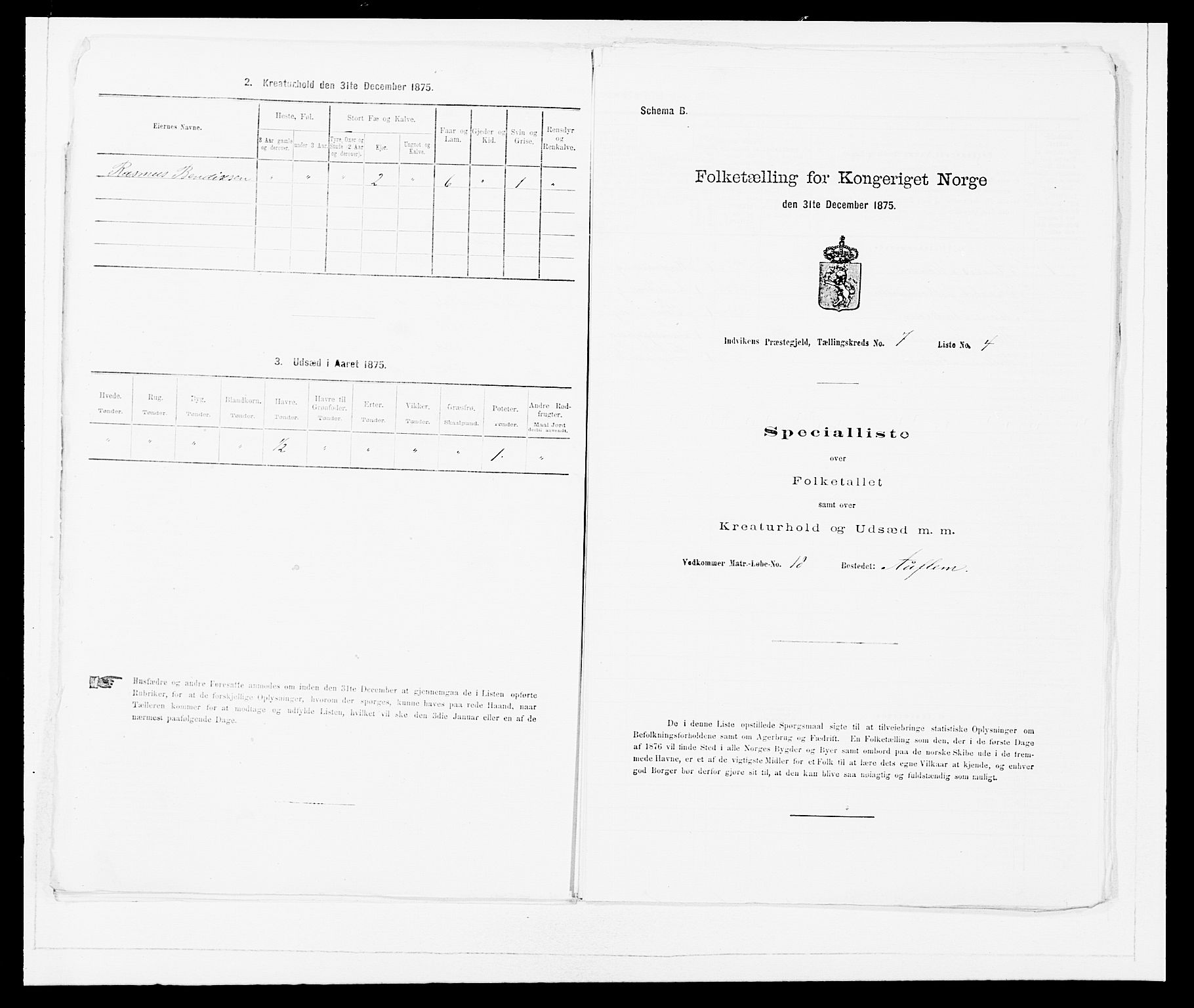 SAB, Folketelling 1875 for 1447P Innvik prestegjeld, 1875, s. 718