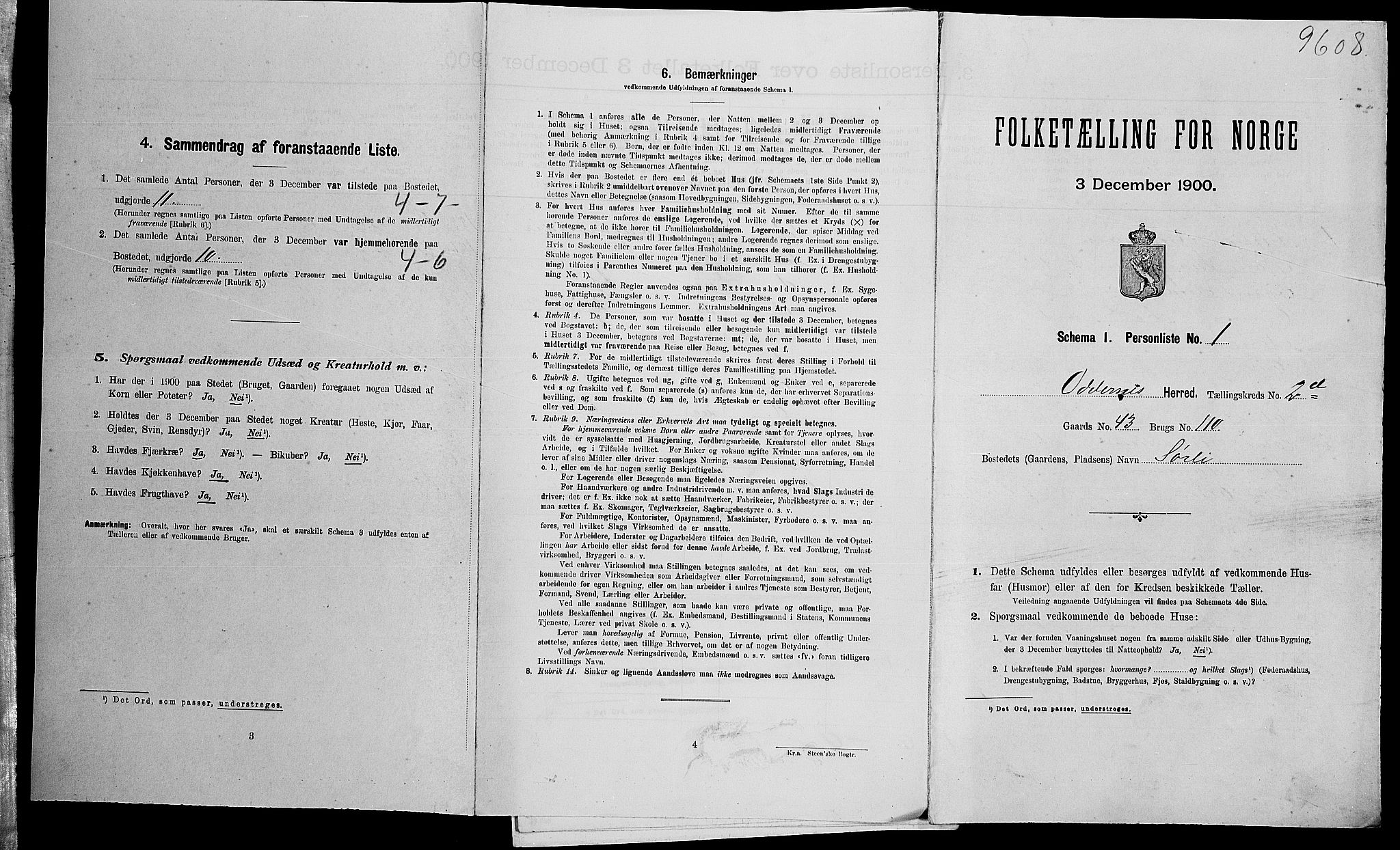 SAK, Folketelling 1900 for 1012 Oddernes herred, 1900, s. 319