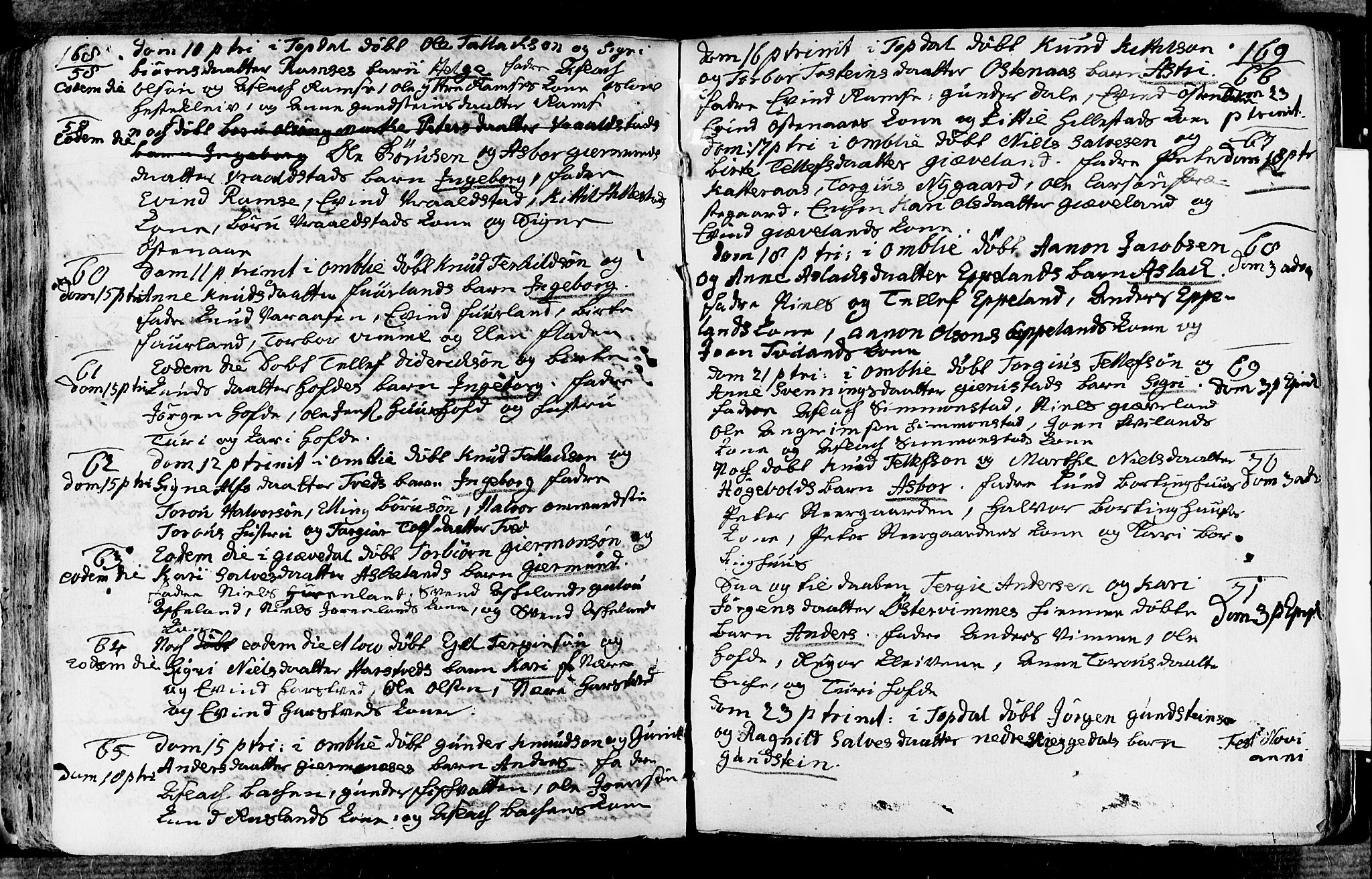 Åmli sokneprestkontor, AV/SAK-1111-0050/F/Fa/Fac/L0003: Ministerialbok nr. A 3, 1756-1775, s. 168-169