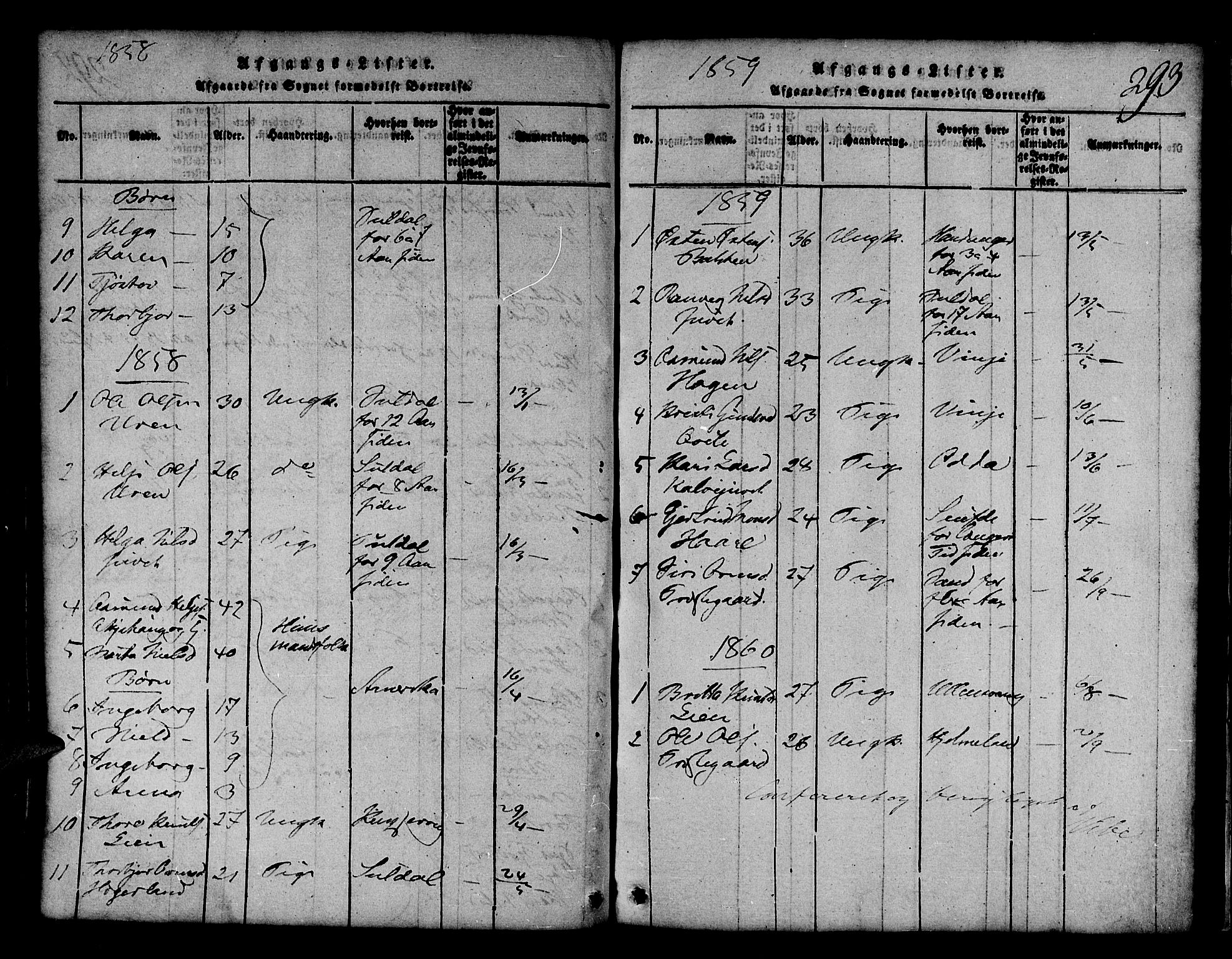Røldal sokneprestembete, SAB/A-100247: Klokkerbok nr. A 1, 1817-1860, s. 293