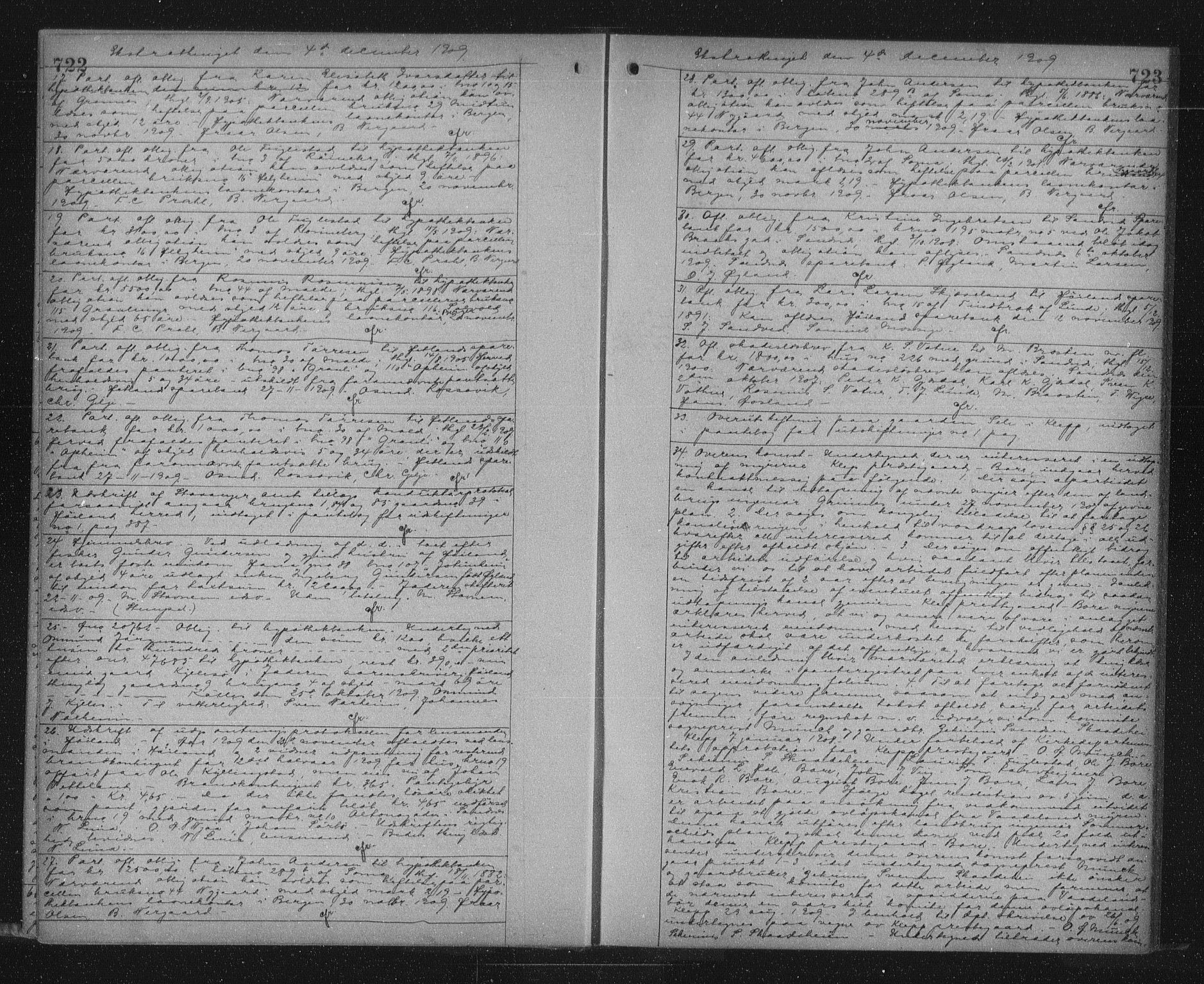 Jæren sorenskriveri, AV/SAST-A-100310/01/4/41/41BF/L0022: Pantebok nr. 26, 1908-1910, s. 722-723
