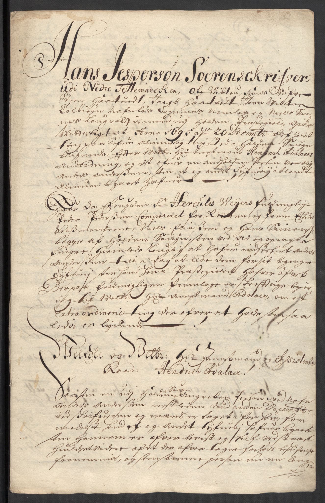 Rentekammeret inntil 1814, Reviderte regnskaper, Fogderegnskap, RA/EA-4092/R36/L2095: Fogderegnskap Øvre og Nedre Telemark og Bamble, 1696, s. 172