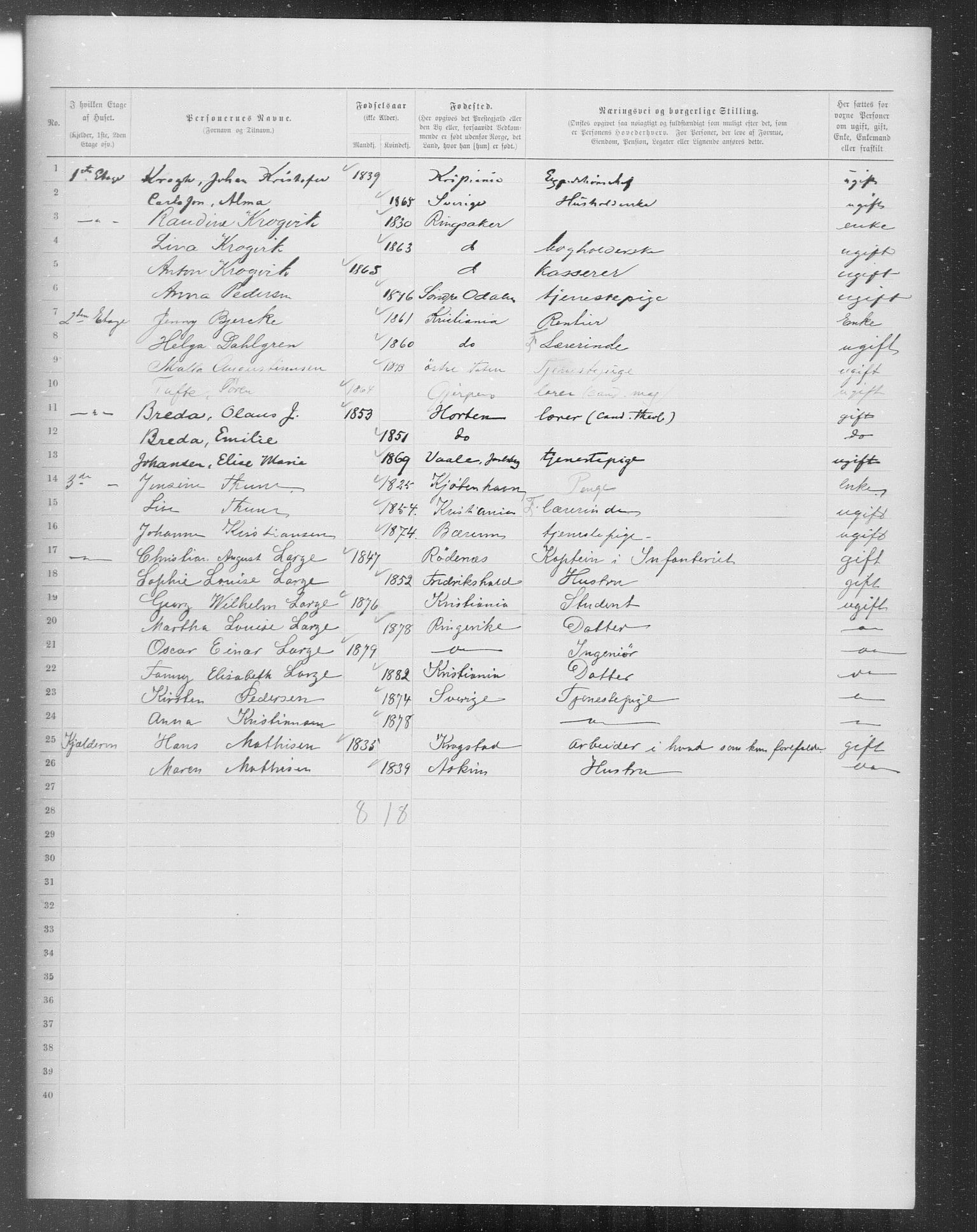 OBA, Kommunal folketelling 31.12.1899 for Kristiania kjøpstad, 1899, s. 7383