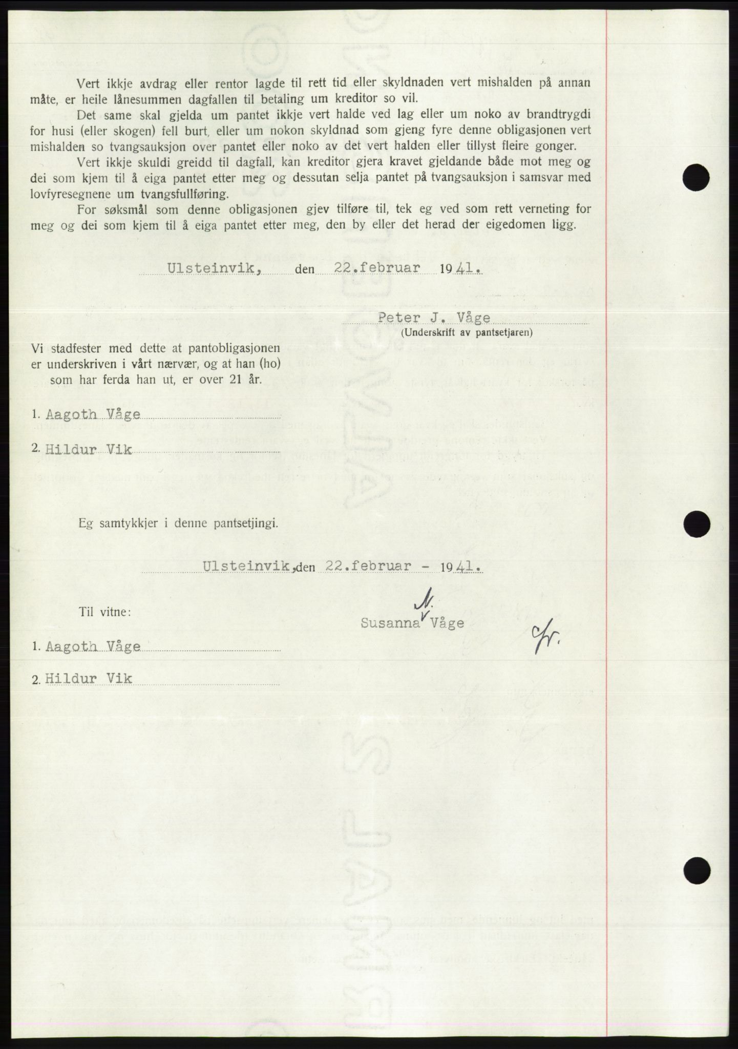 Søre Sunnmøre sorenskriveri, AV/SAT-A-4122/1/2/2C/L0071: Pantebok nr. 65, 1941-1941, Dagboknr: 192/1941