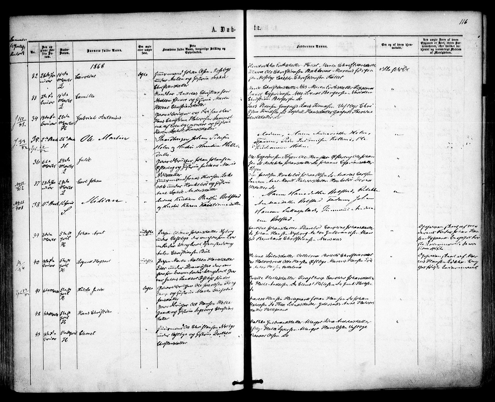 Høland prestekontor Kirkebøker, SAO/A-10346a/F/Fa/L0011: Ministerialbok nr. I 11, 1862-1869, s. 116