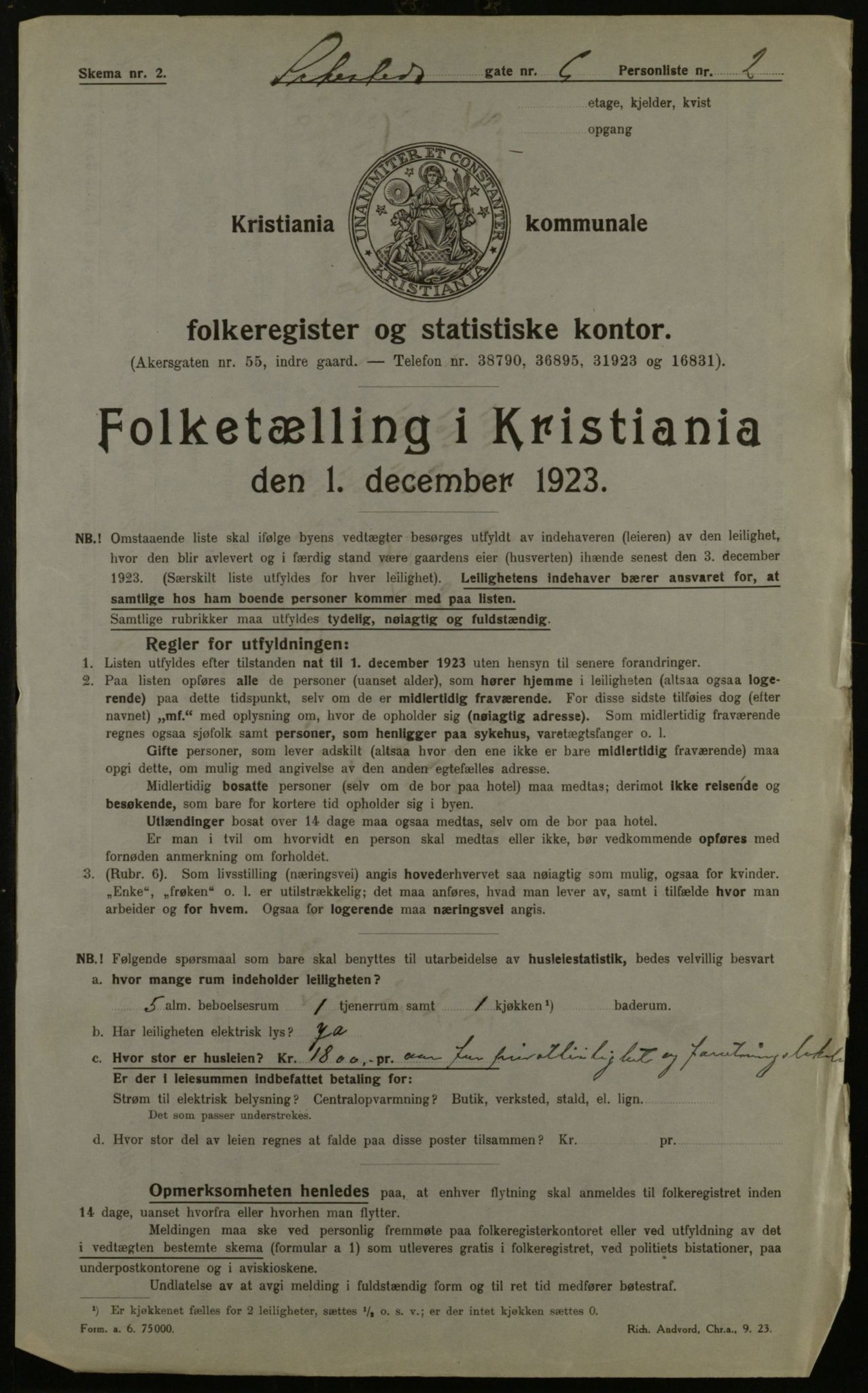 OBA, Kommunal folketelling 1.12.1923 for Kristiania, 1923, s. 103964