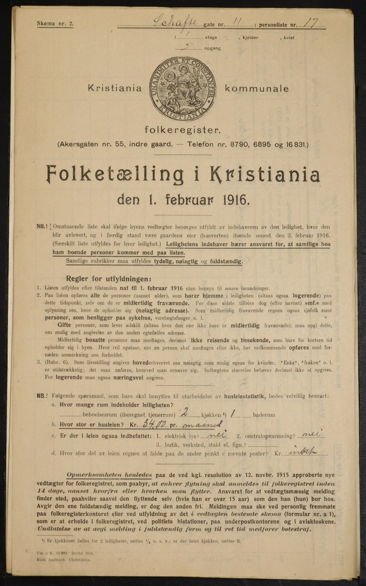 OBA, Kommunal folketelling 1.2.1916 for Kristiania, 1916, s. 91606