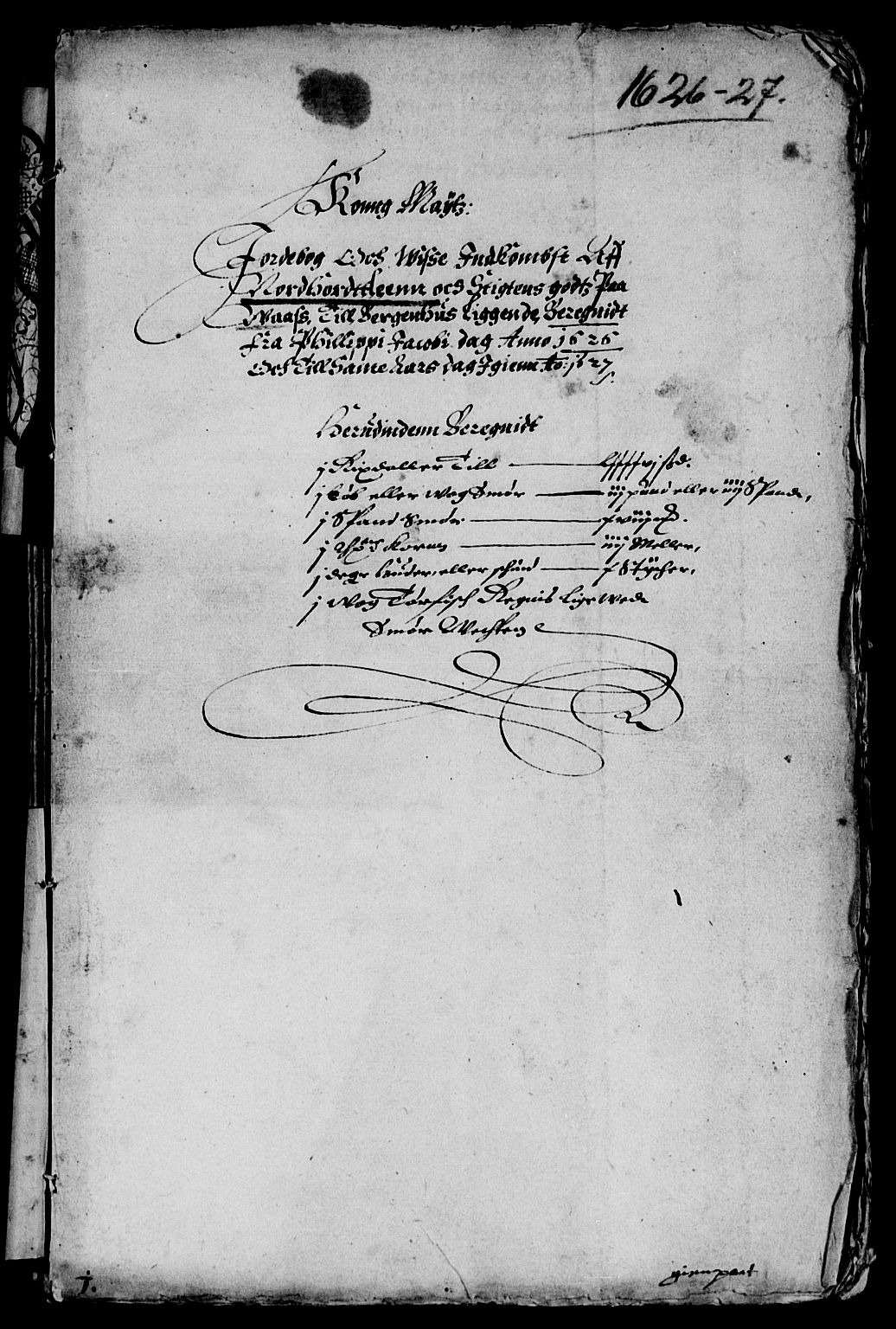 Rentekammeret inntil 1814, Reviderte regnskaper, Lensregnskaper, AV/RA-EA-5023/R/Rb/Rbt/L0041: Bergenhus len, 1626-1627