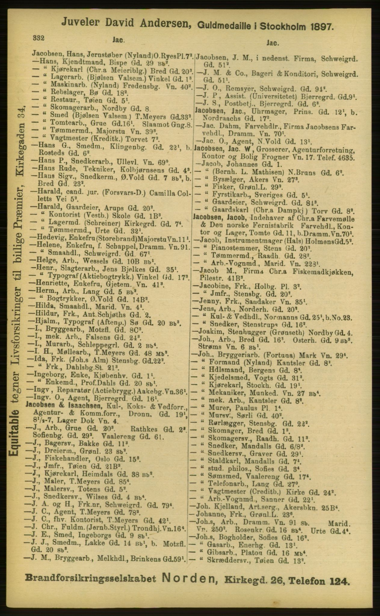 Kristiania/Oslo adressebok, PUBL/-, 1898, s. 332