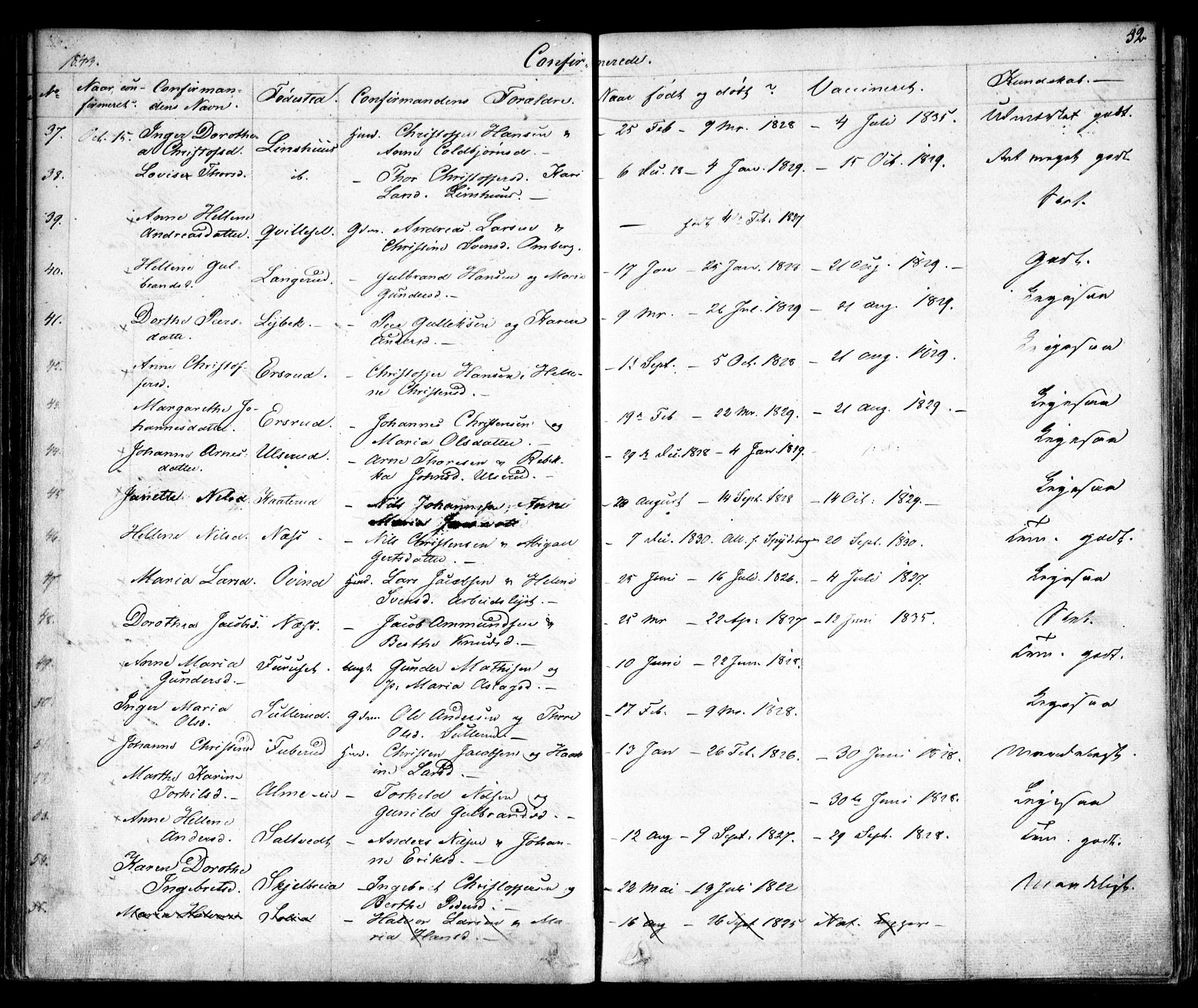 Enebakk prestekontor Kirkebøker, AV/SAO-A-10171c/F/Fa/L0010: Ministerialbok nr. I 10, 1829-1876, s. 52