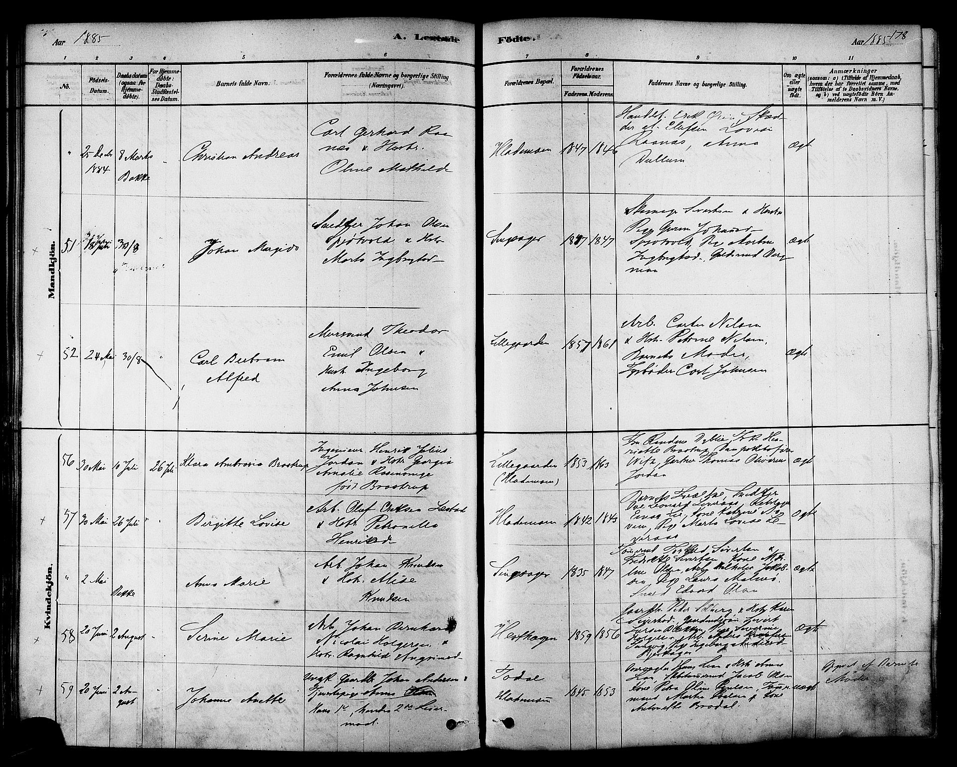 Ministerialprotokoller, klokkerbøker og fødselsregistre - Sør-Trøndelag, SAT/A-1456/606/L0294: Ministerialbok nr. 606A09, 1878-1886, s. 178