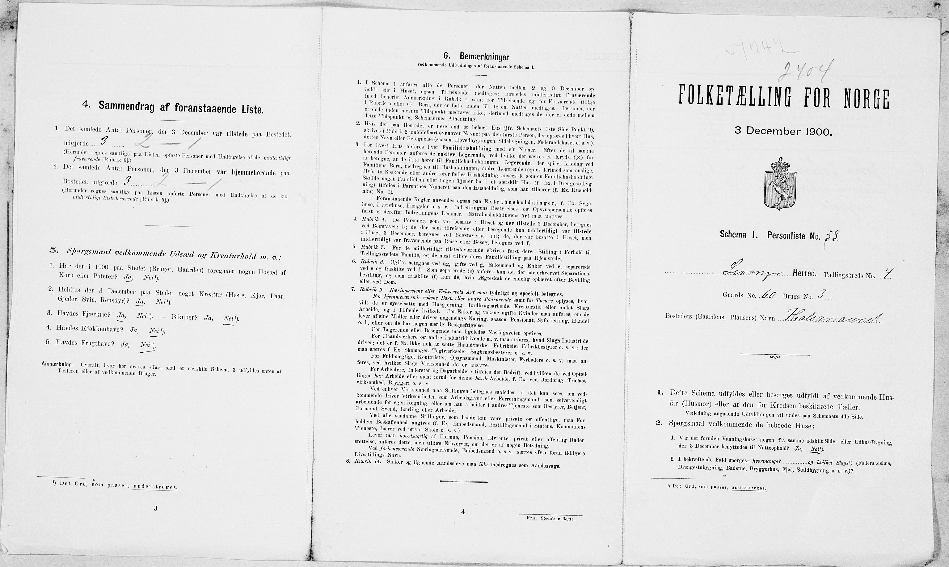 SAT, Folketelling 1900 for 1720 Levanger herred, 1900, s. 48