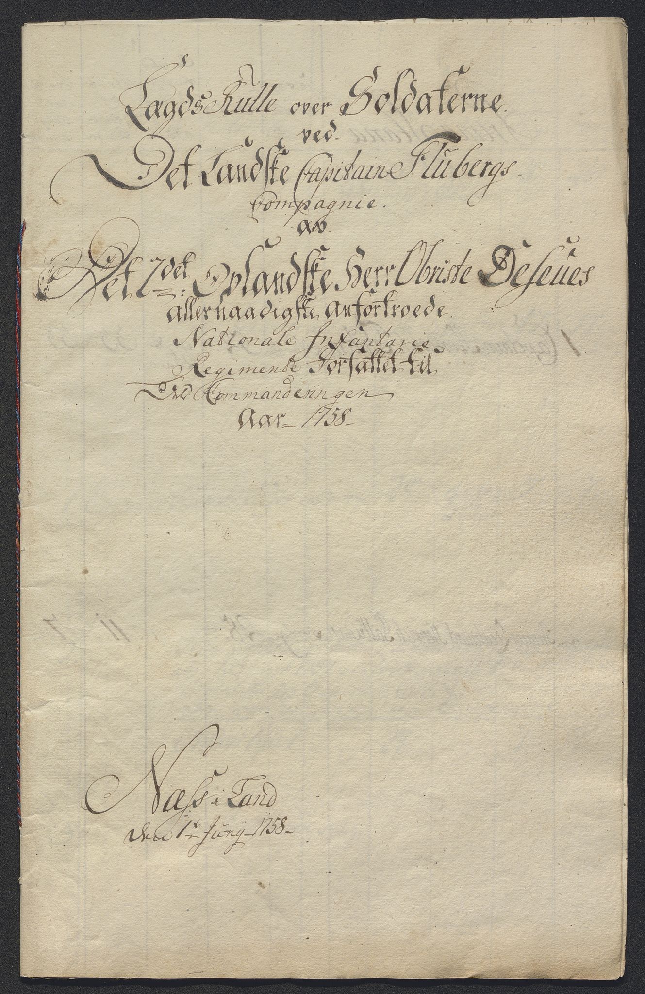 Kommanderende general (KG I) med Det norske krigsdirektorium, AV/RA-EA-5419/E/Ec/L0021: Ruller over nedkommanderte mannskap, 1758-1762, s. 336