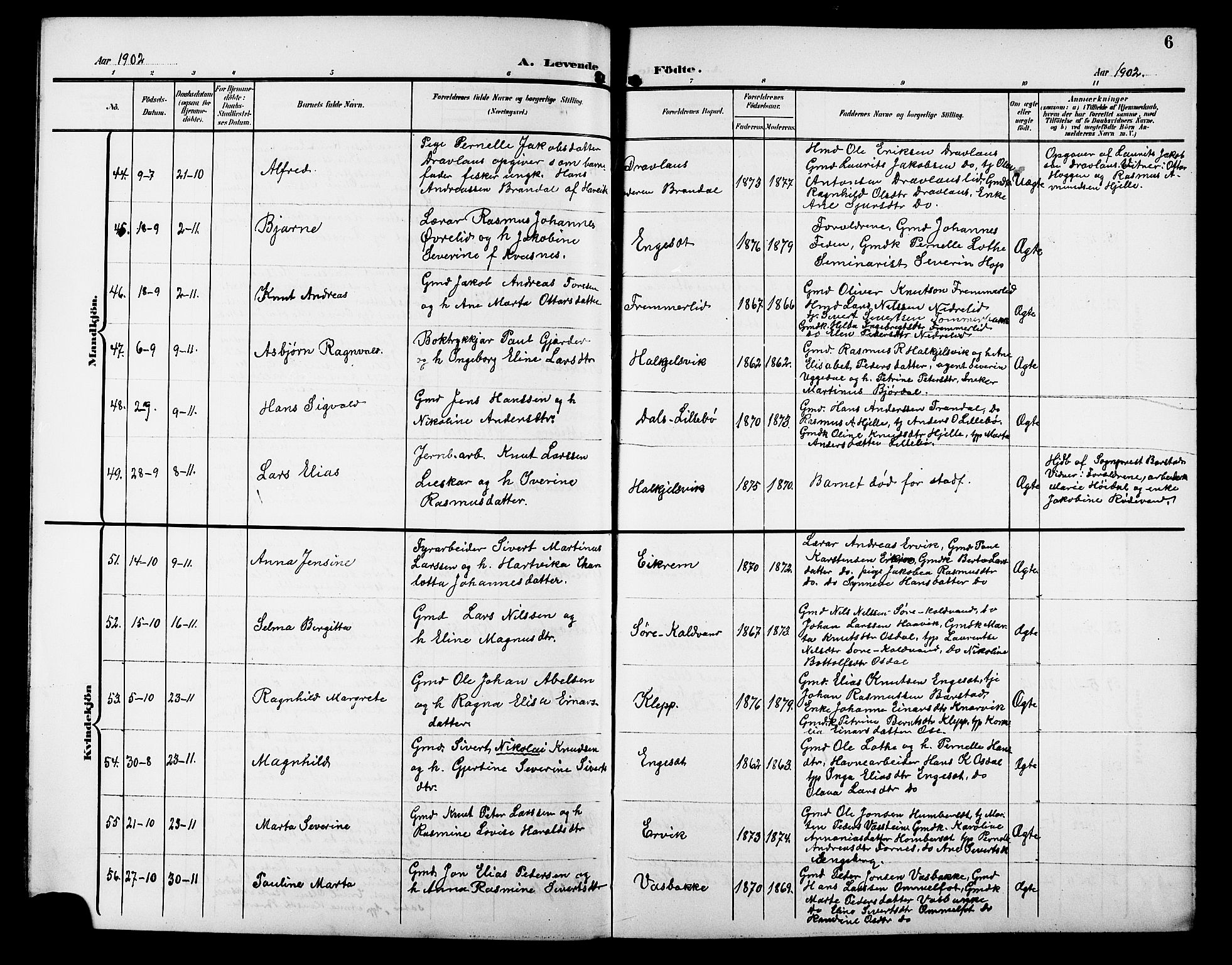 Ministerialprotokoller, klokkerbøker og fødselsregistre - Møre og Romsdal, AV/SAT-A-1454/511/L0159: Klokkerbok nr. 511C05, 1902-1920, s. 6