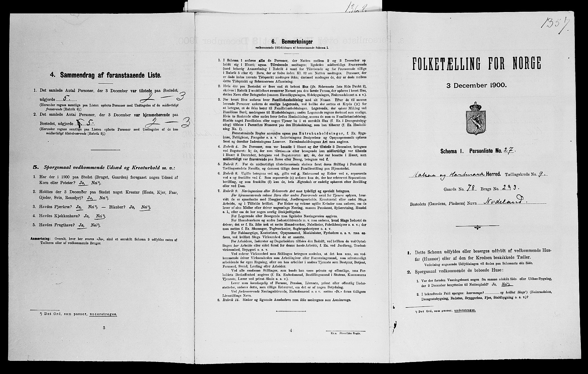 SAK, Folketelling 1900 for 1019 Halse og Harkmark herred, 1900, s. 1082