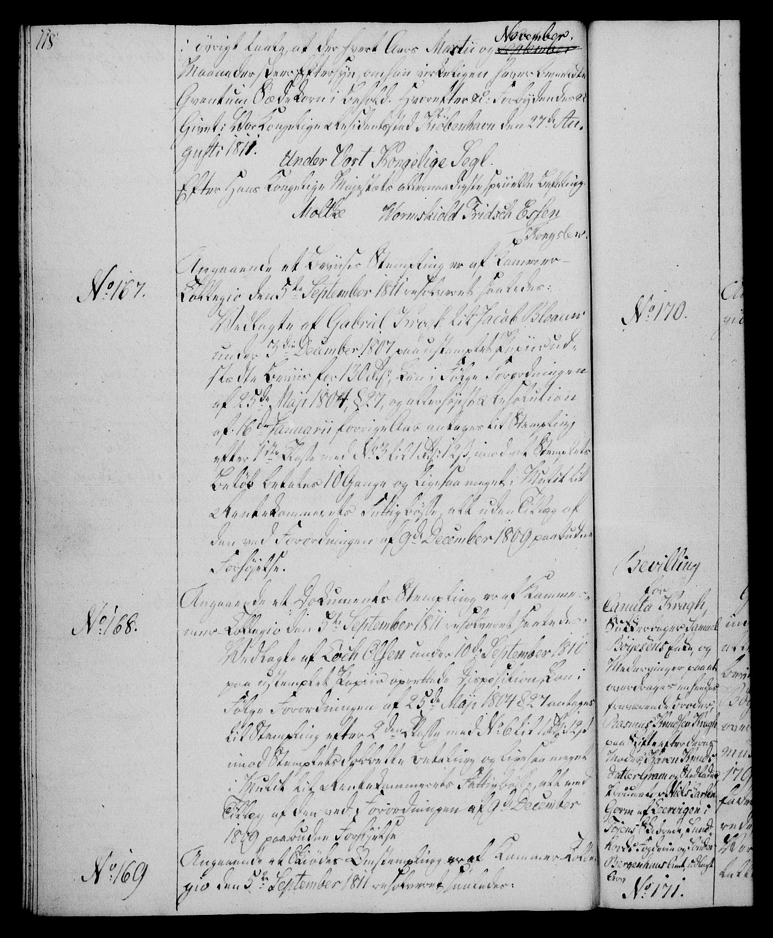 Rentekammeret, Kammerkanselliet, RA/EA-3111/G/Gg/Gga/L0020: Norsk ekspedisjonsprotokoll med register (merket RK 53.20), 1811-1814, s. 118