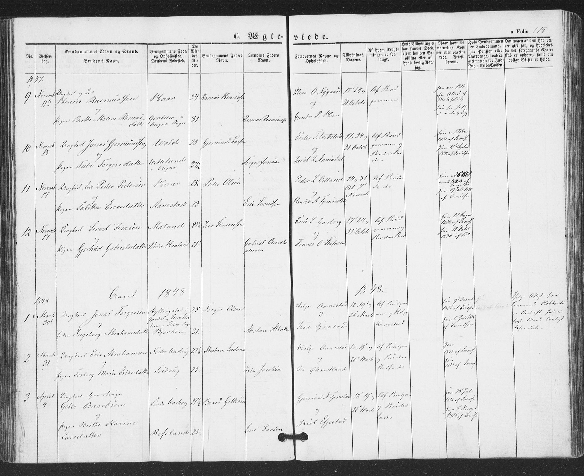 Hå sokneprestkontor, AV/SAST-A-101801/001/30BA/L0007: Ministerialbok nr. A 6, 1842-1855, s. 115