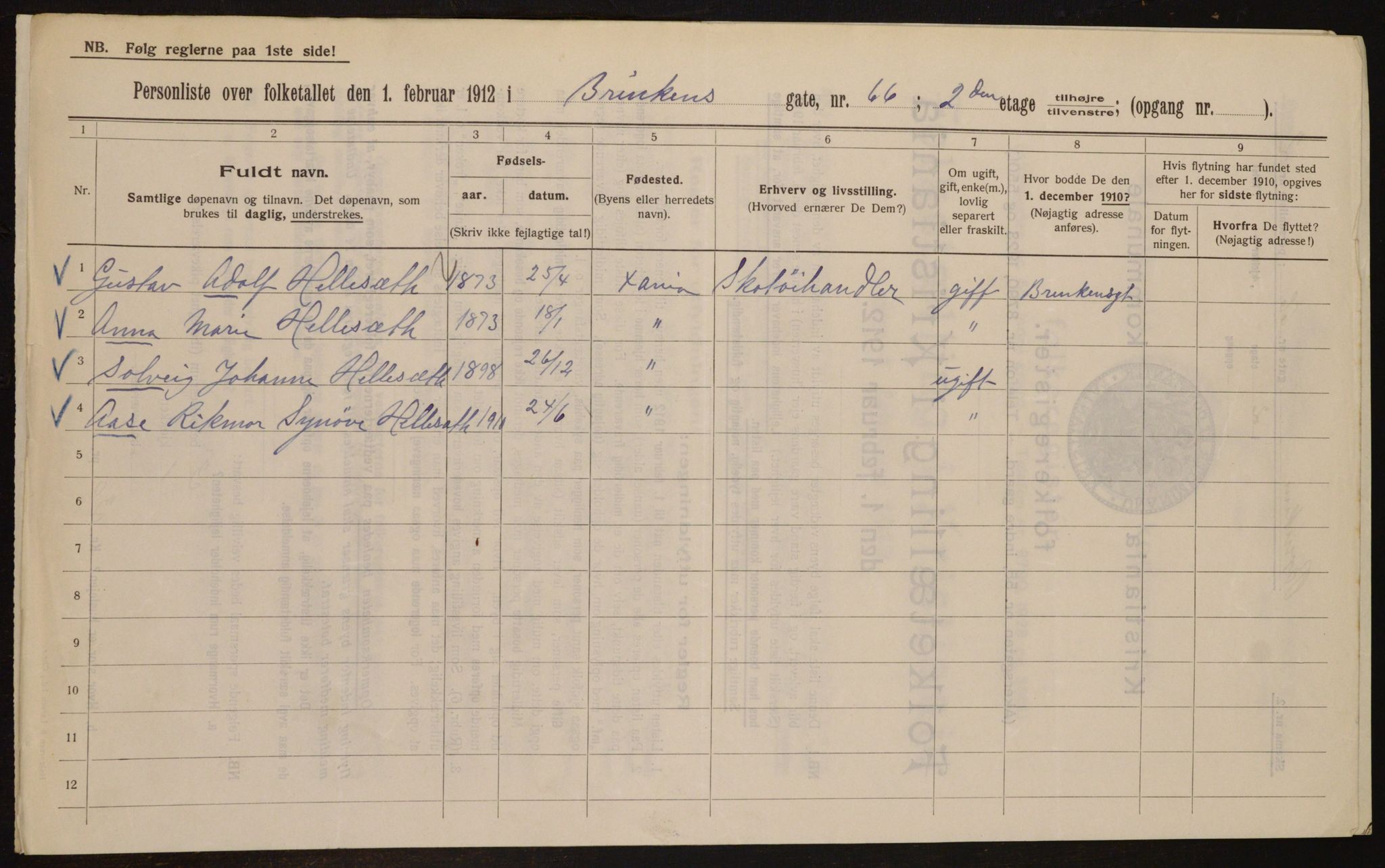 OBA, Kommunal folketelling 1.2.1912 for Kristiania, 1912, s. 9010