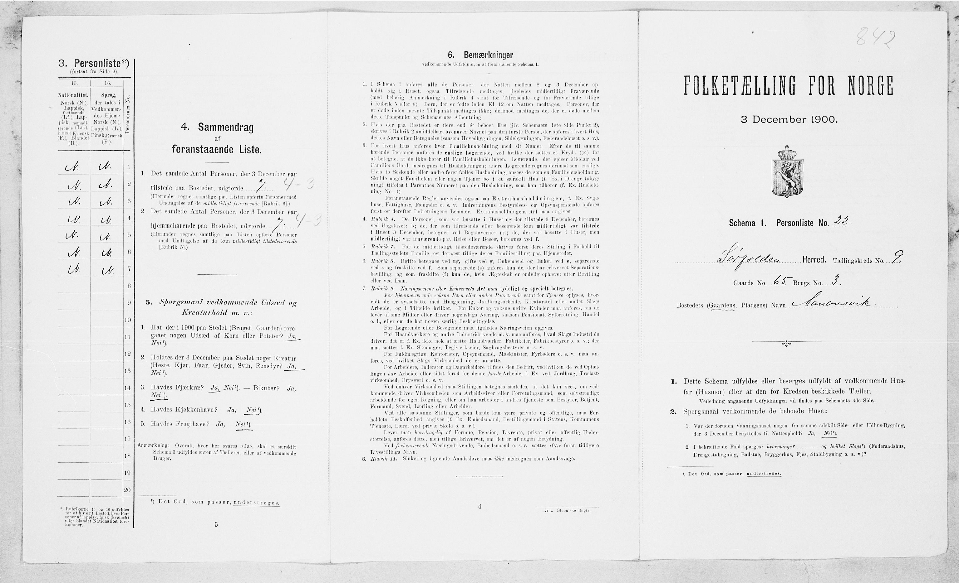 SAT, Folketelling 1900 for 1845 Sørfold herred, 1900, s. 575