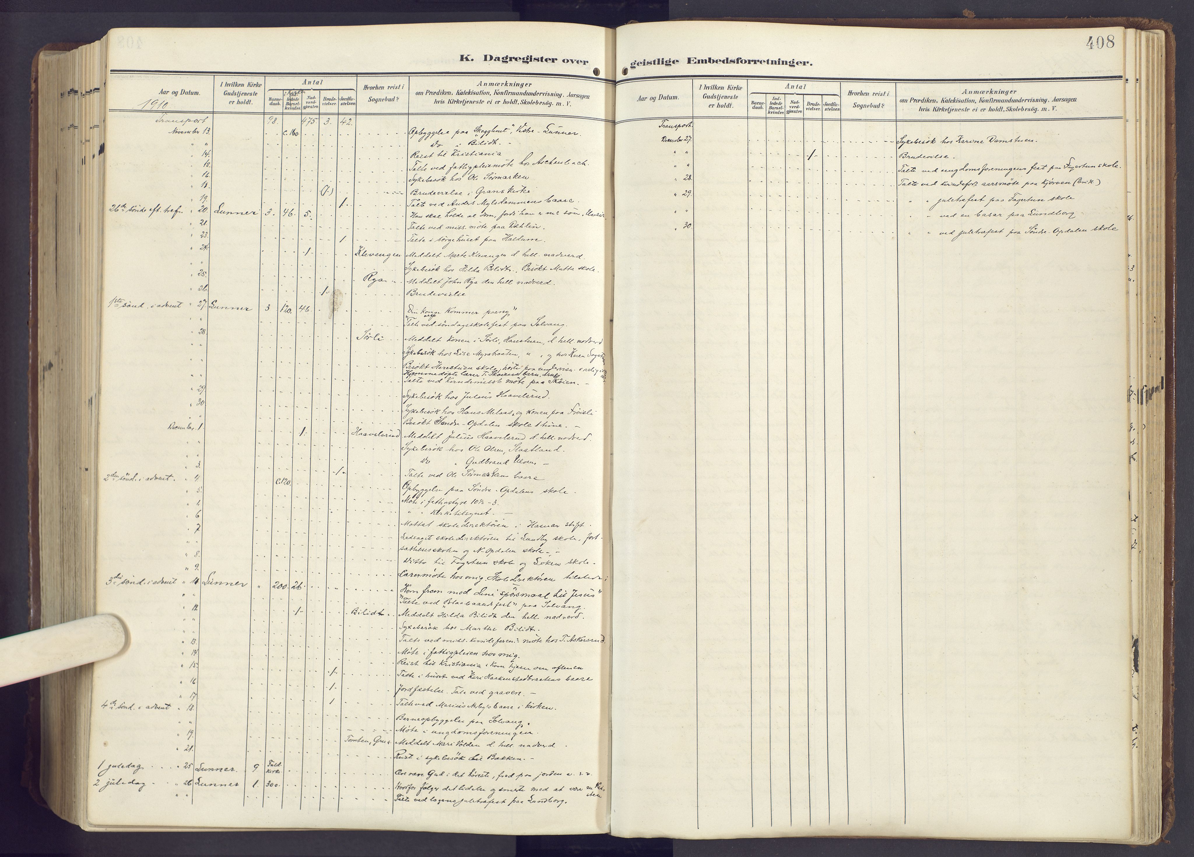 Lunner prestekontor, SAH/PREST-118/H/Ha/Haa/L0001: Ministerialbok nr. 1, 1907-1922, s. 408