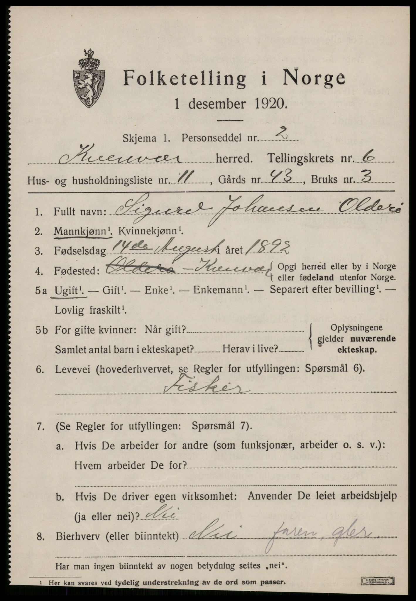 SAT, Folketelling 1920 for 1618 Kvenvær herred, 1920, s. 2236