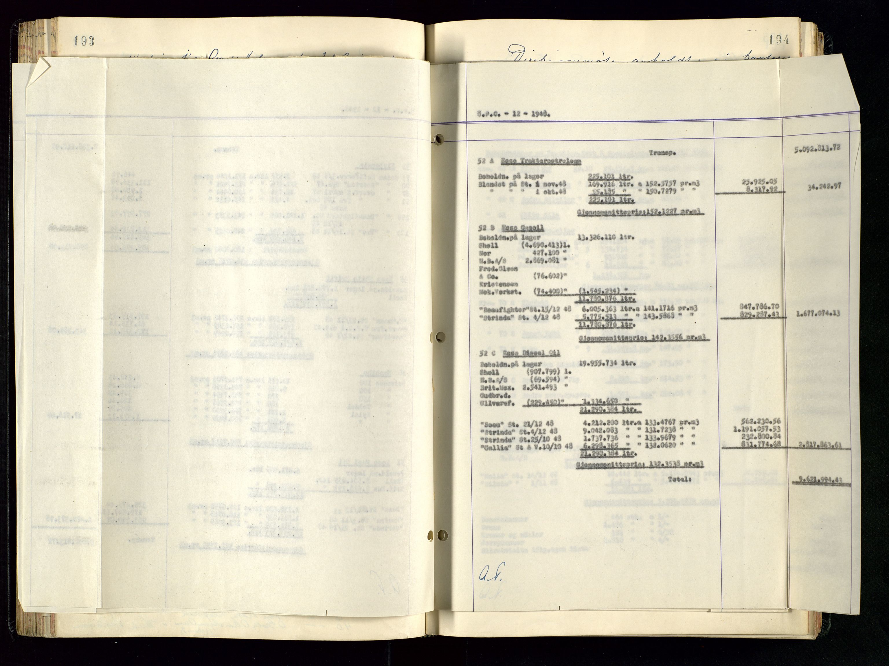 PA 1534 - Østlandske Petroleumscompagni A/S, AV/SAST-A-101954/A/Aa/L0005/0001: Direksjonsprotokoller / Den Administrerende Direksjon alle selskaper (referatprotokoll), 1943-1958