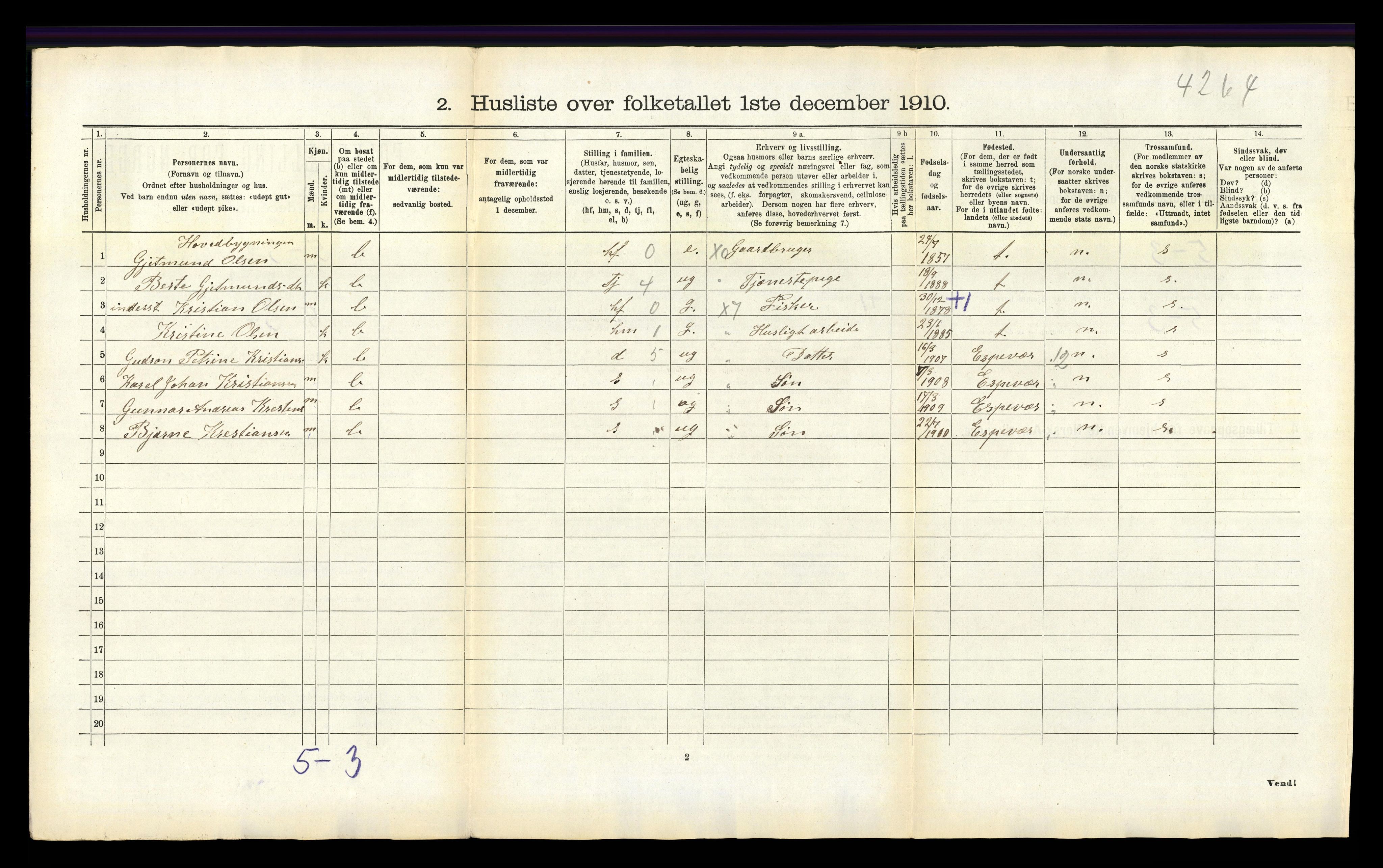 RA, Folketelling 1910 for 1411 Gulen herred, 1910, s. 1041