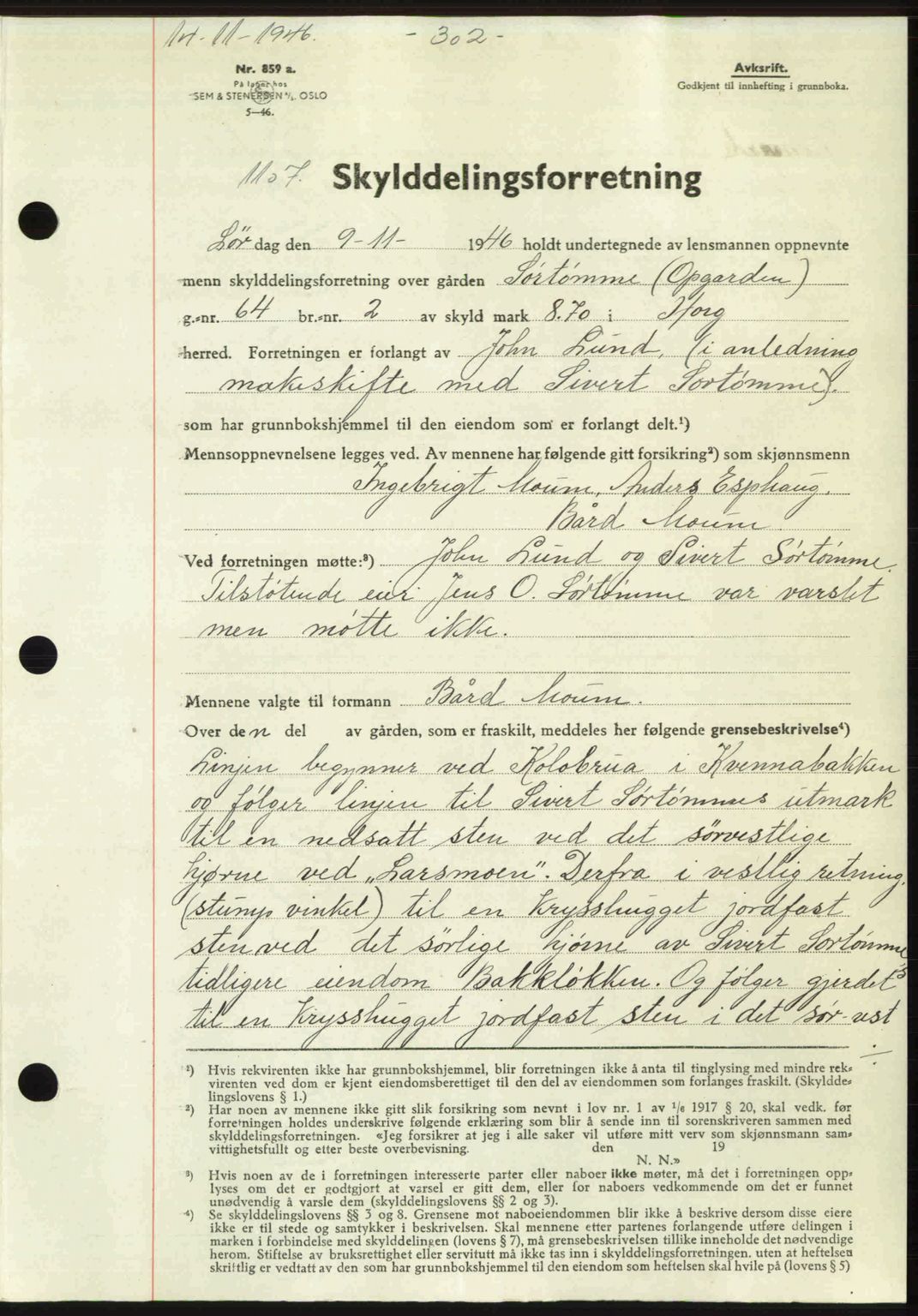 Gauldal sorenskriveri, SAT/A-0014/1/2/2C: Pantebok nr. A2, 1946-1946, Dagboknr: 1107/1946