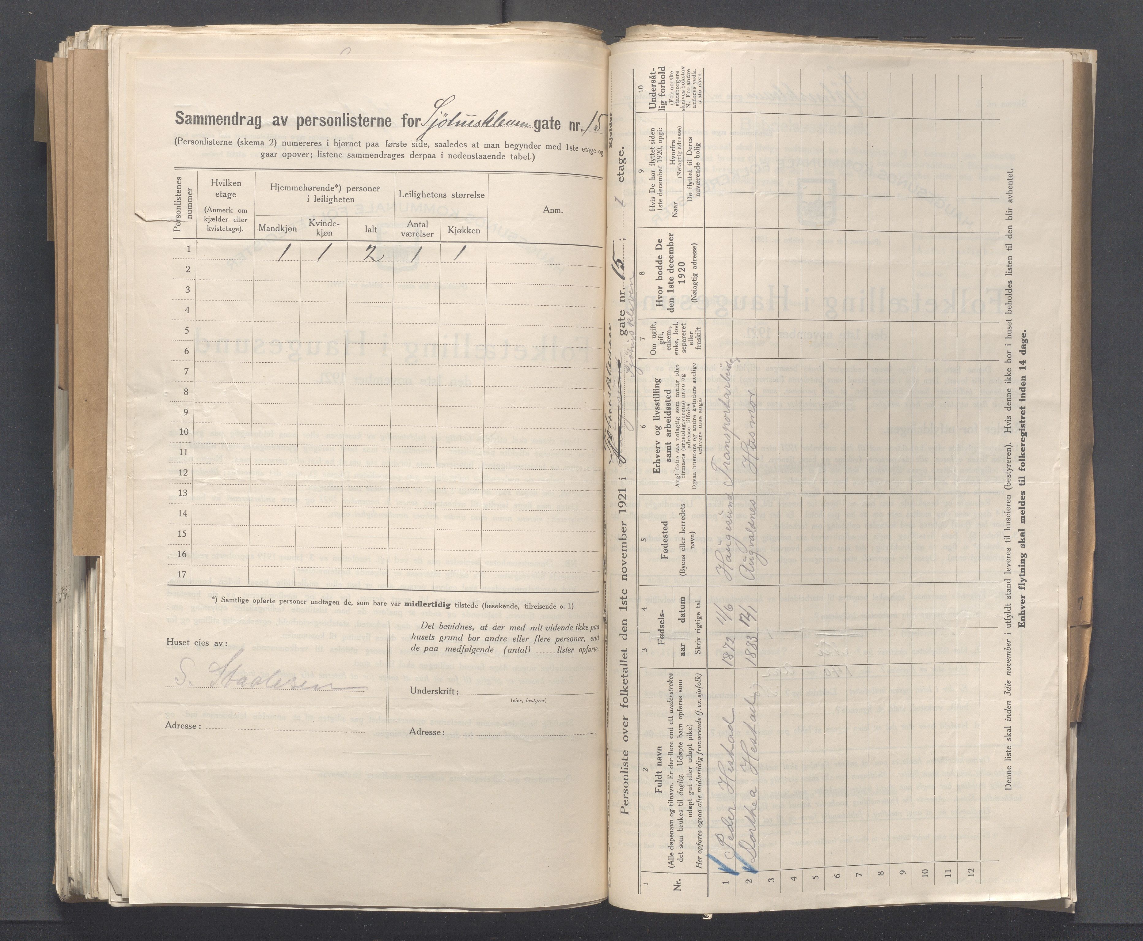 IKAR, Kommunal folketelling 1.11.1921 for Haugesund, 1921, s. 6571