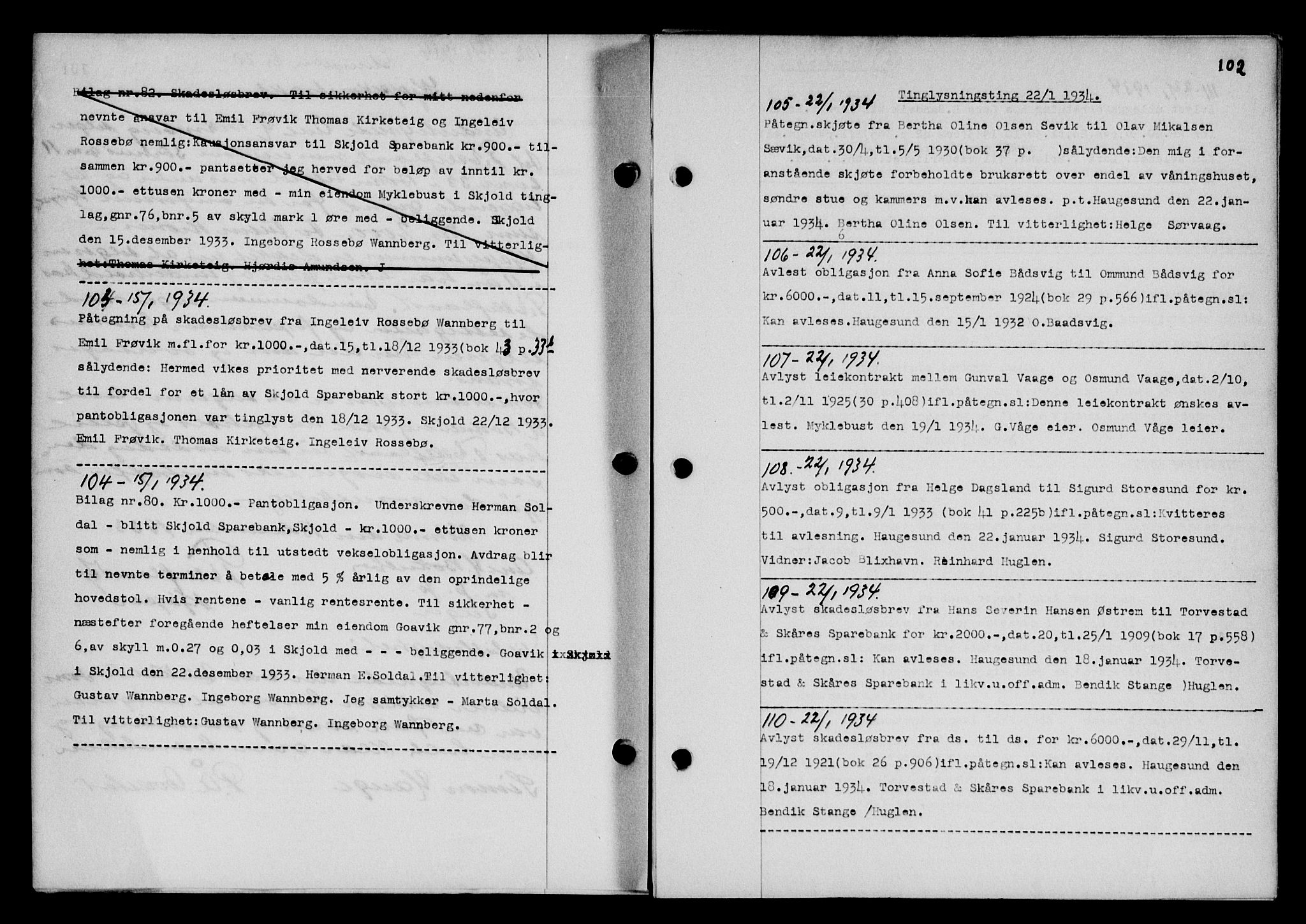 Karmsund sorenskriveri, SAST/A-100311/01/II/IIB/L0062: Pantebok nr. 43, 1933-1934, Tingl.dato: 22.01.1934