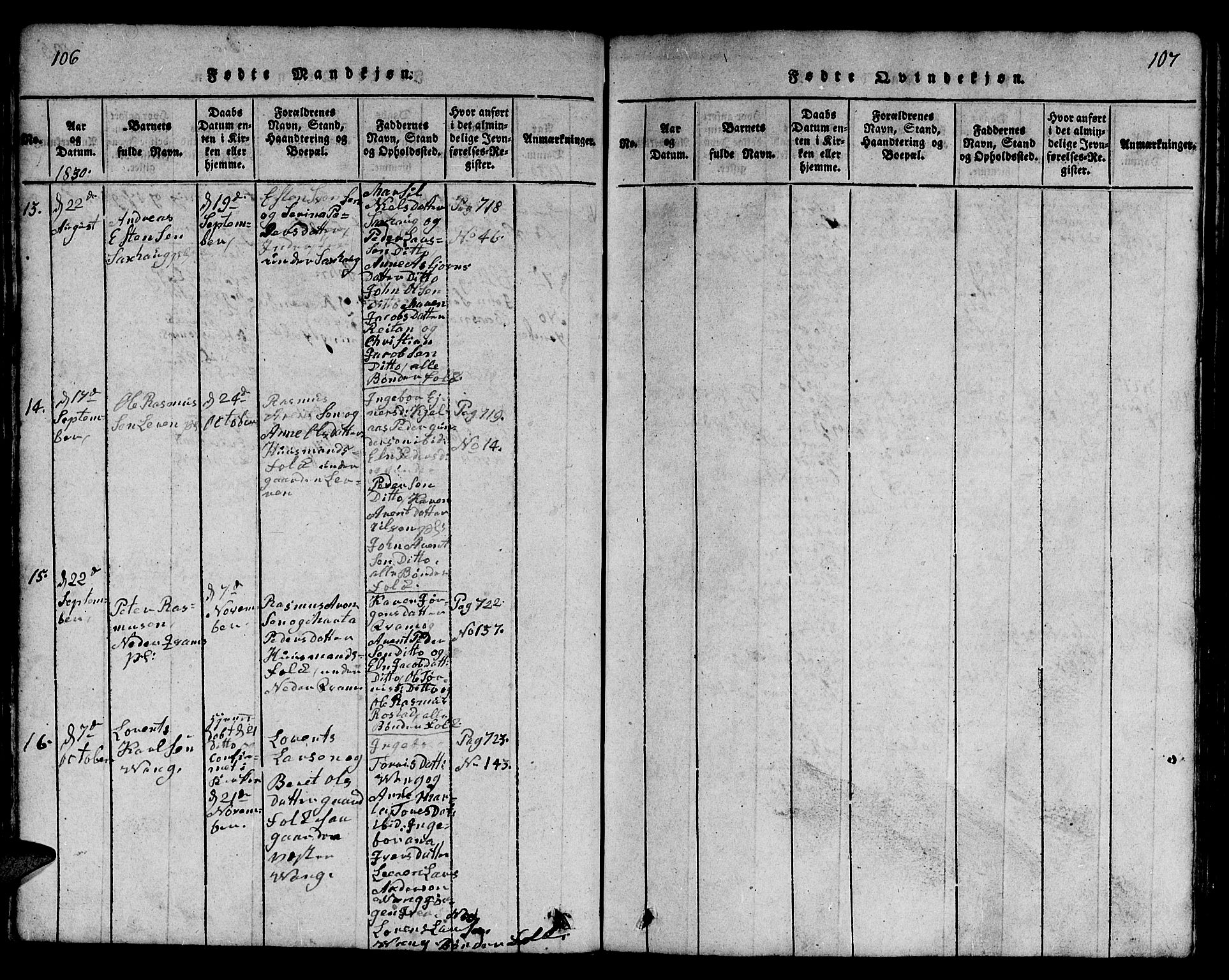 Ministerialprotokoller, klokkerbøker og fødselsregistre - Nord-Trøndelag, SAT/A-1458/730/L0298: Klokkerbok nr. 730C01, 1816-1849, s. 106-107
