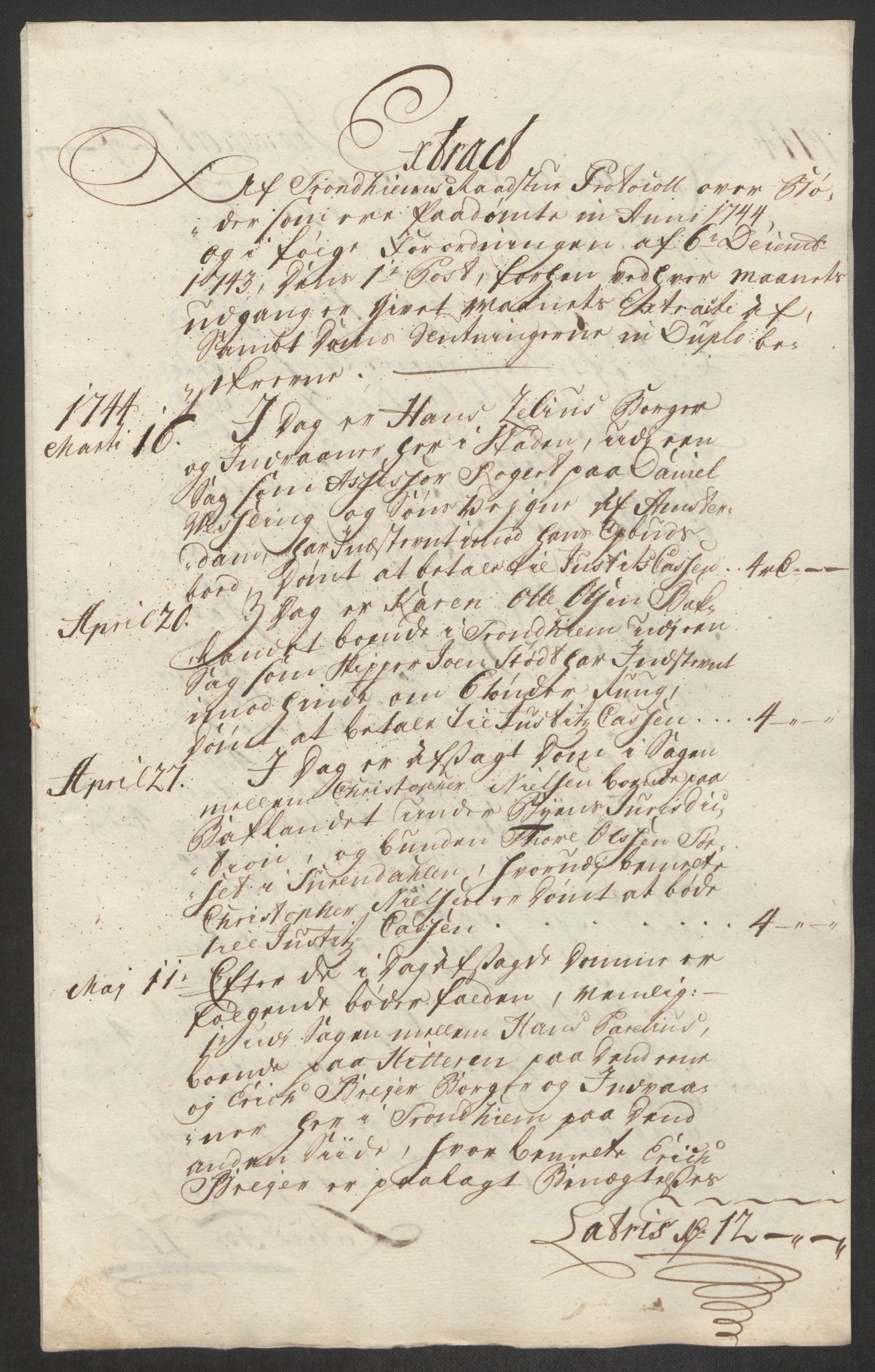 Rentekammeret inntil 1814, Reviderte regnskaper, Byregnskaper, RA/EA-4066/R/Rs/L0541: [S22] Sikt og sakefall, 1743-1746, s. 191