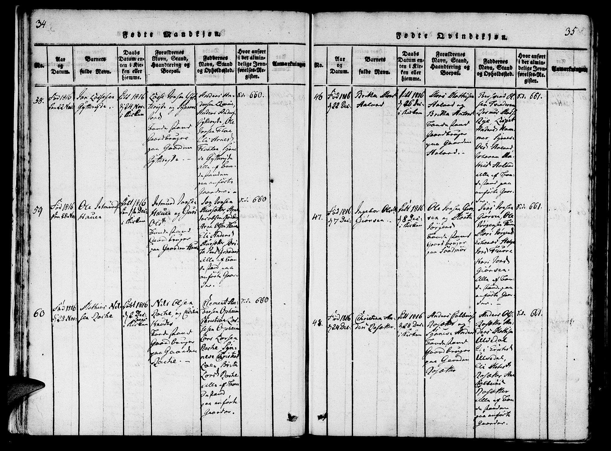 Innvik sokneprestembete, AV/SAB-A-80501: Ministerialbok nr. A 2, 1816-1821, s. 34-35
