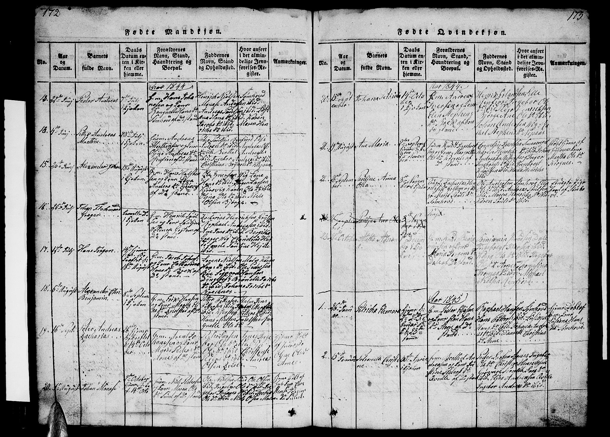 Ministerialprotokoller, klokkerbøker og fødselsregistre - Nordland, AV/SAT-A-1459/812/L0186: Klokkerbok nr. 812C04, 1820-1849, s. 172-173