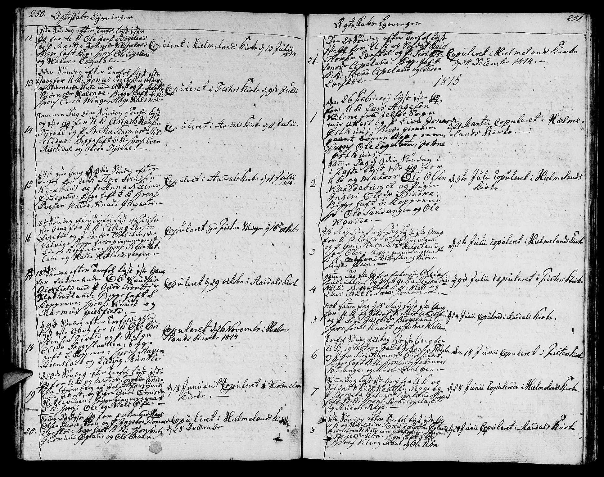 Hjelmeland sokneprestkontor, AV/SAST-A-101843/01/IV/L0002: Ministerialbok nr. A 2, 1799-1816, s. 250-251