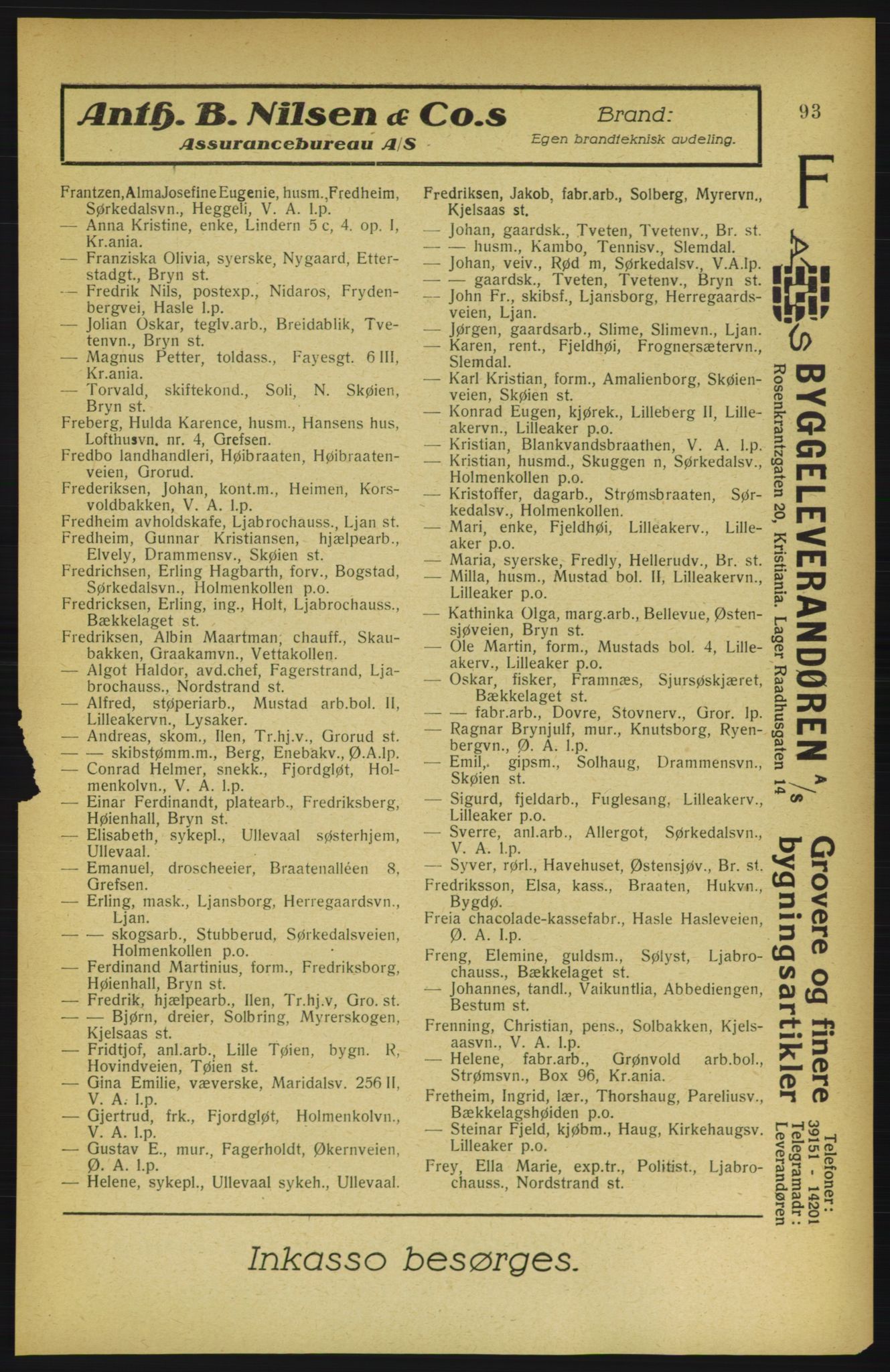 Aker adressebok/adressekalender, PUBL/001/A/002: Akers adressekalender, 1922, s. 93