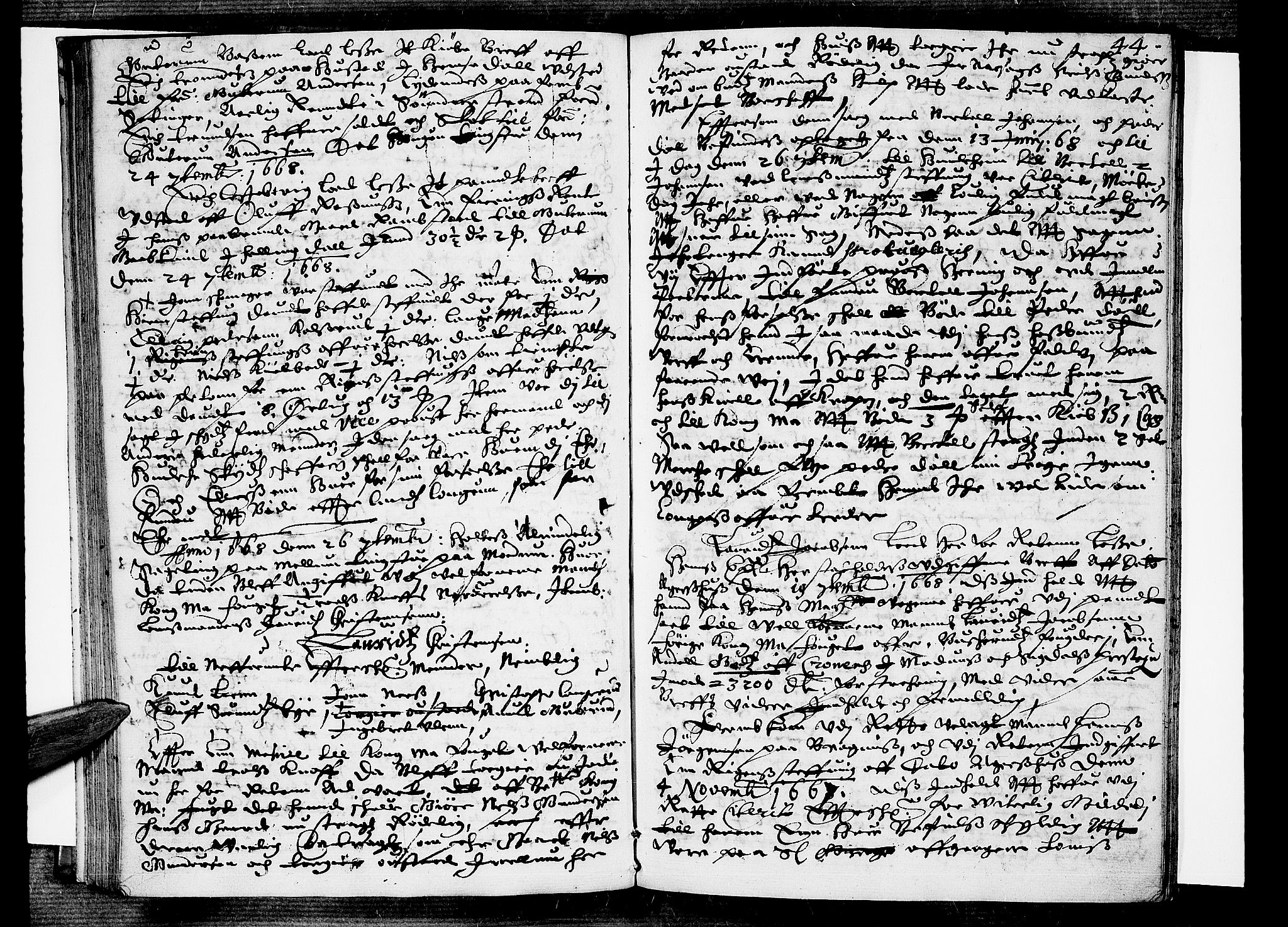 Eiker, Modum og Sigdal sorenskriveri, SAKO/A-123/F/Fa/Faa/L0034: Tingbok, 1668, s. 44