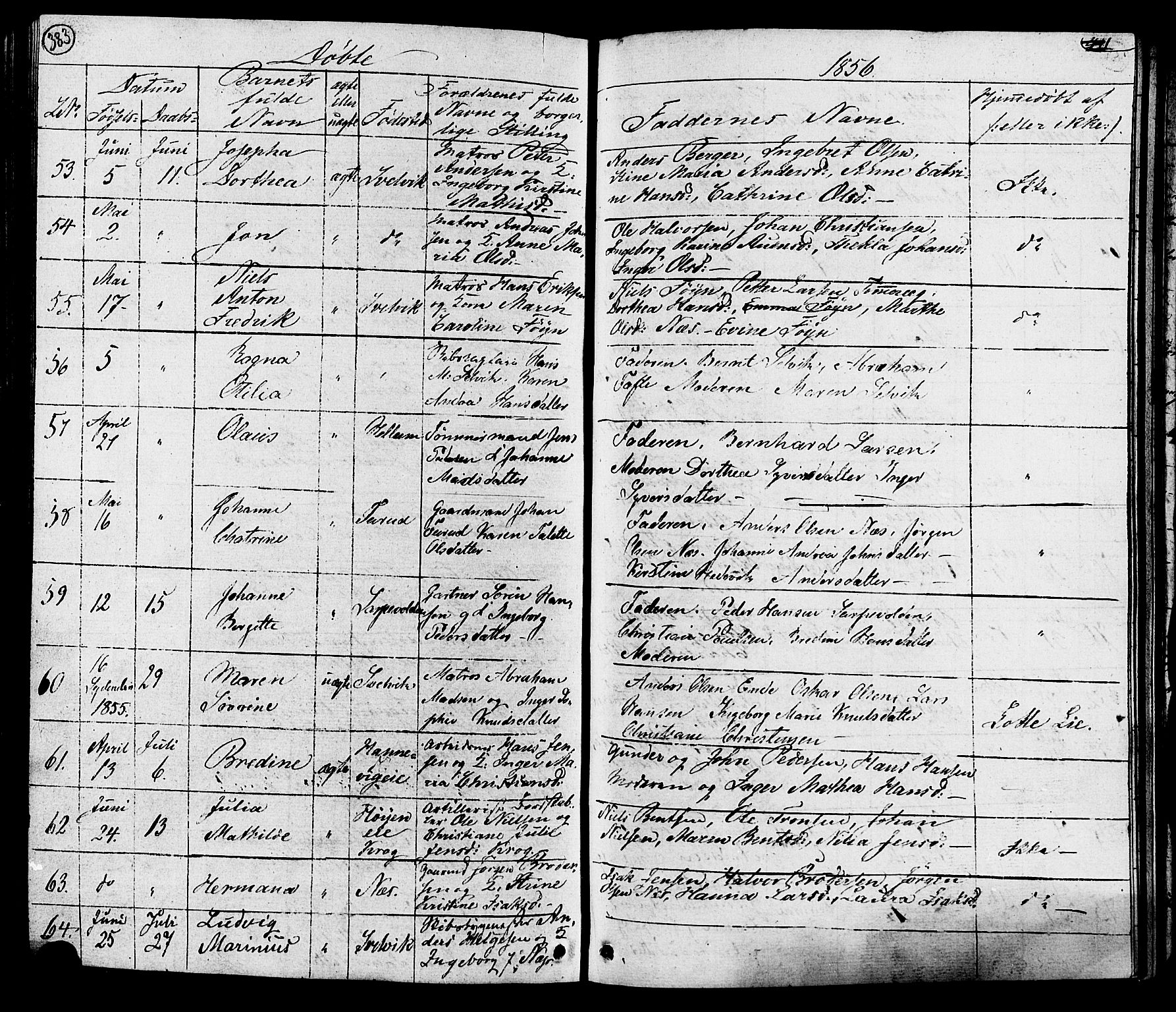 Hurum kirkebøker, AV/SAKO-A-229/G/Ga/L0002: Klokkerbok nr. I 2, 1827-1857, s. 383