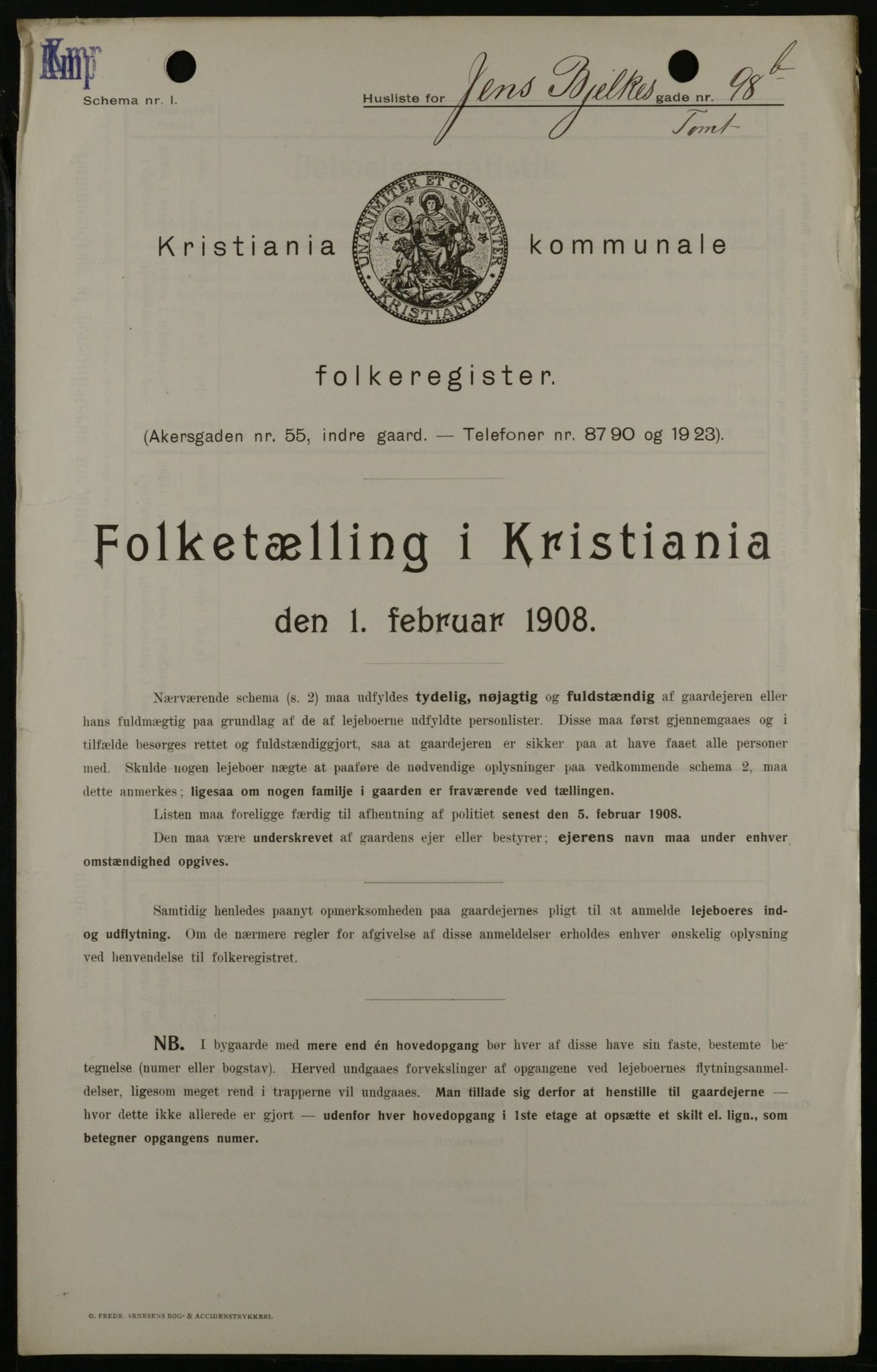 OBA, Kommunal folketelling 1.2.1908 for Kristiania kjøpstad, 1908, s. 41795