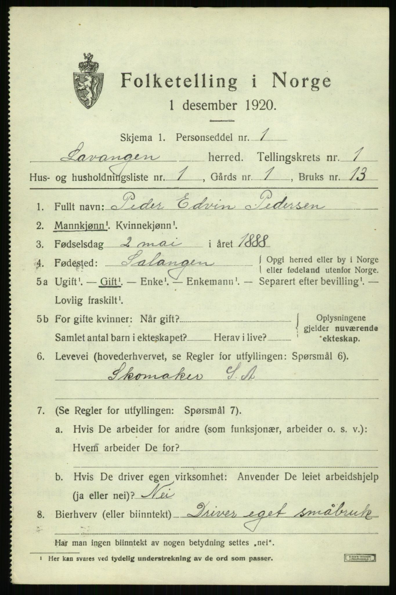 SATØ, Folketelling 1920 for 1920 Lavangen herred, 1920, s. 519