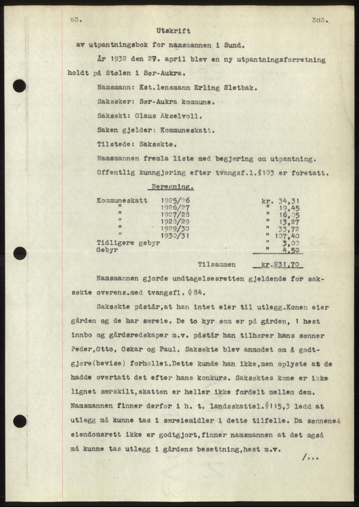 Romsdal sorenskriveri, SAT/A-4149/1/2/2C/L0061: Pantebok nr. 55, 1932-1932, Tingl.dato: 27.04.1932