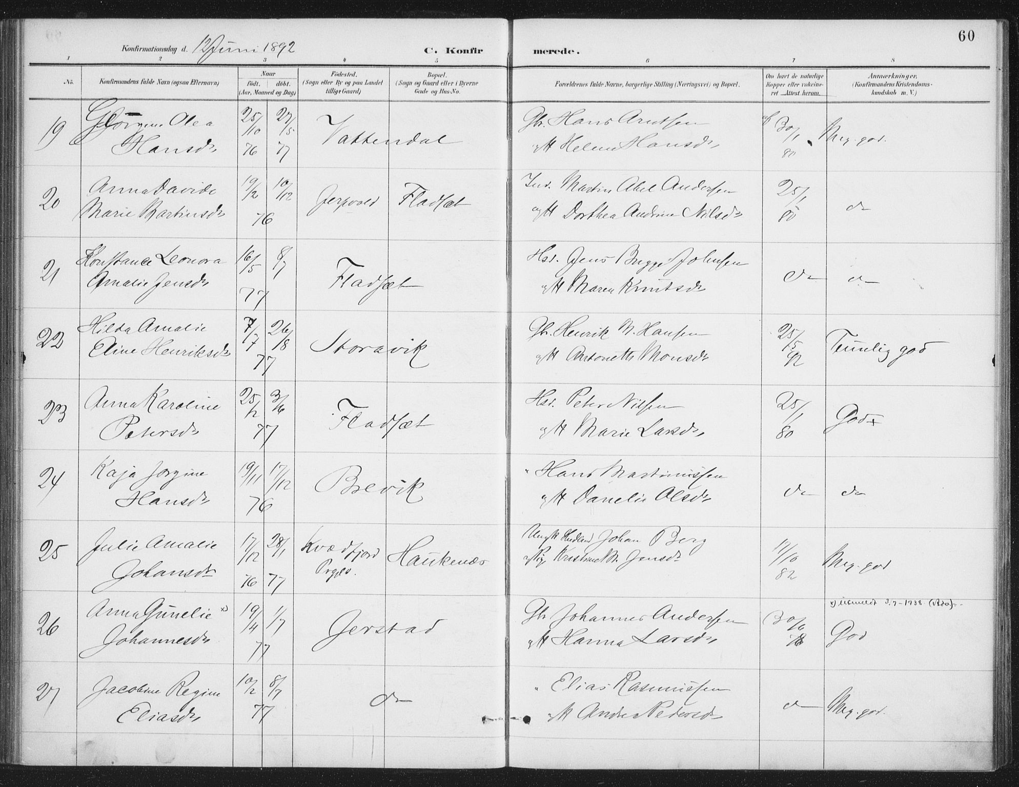 Ministerialprotokoller, klokkerbøker og fødselsregistre - Nordland, AV/SAT-A-1459/888/L1245: Ministerialbok nr. 888A11, 1888-1900, s. 60