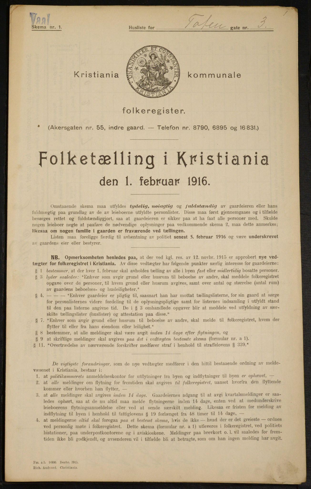 OBA, Kommunal folketelling 1.2.1916 for Kristiania, 1916, s. 118550