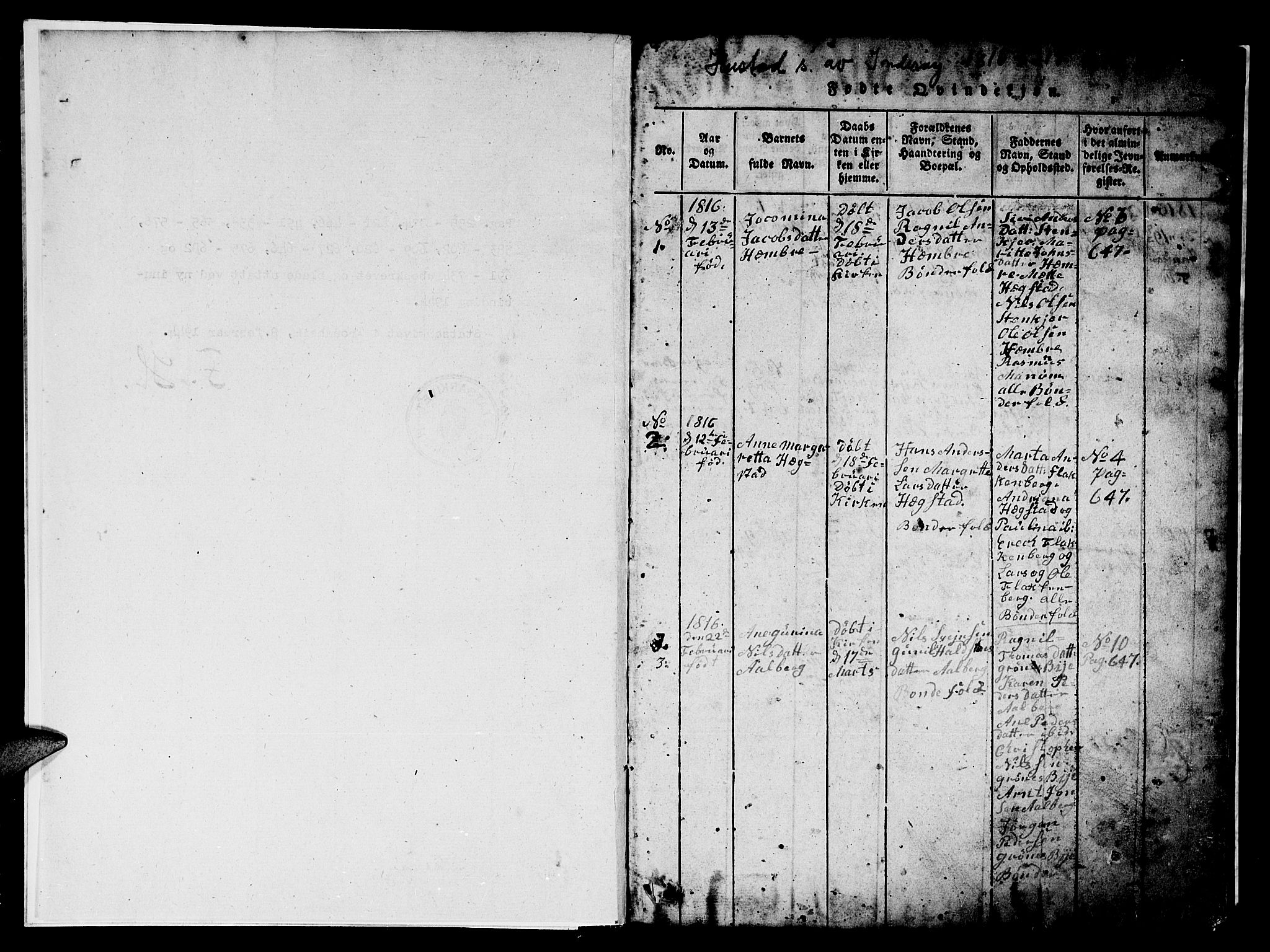 Ministerialprotokoller, klokkerbøker og fødselsregistre - Nord-Trøndelag, AV/SAT-A-1458/732/L0317: Klokkerbok nr. 732C01, 1816-1881, s. 0-1