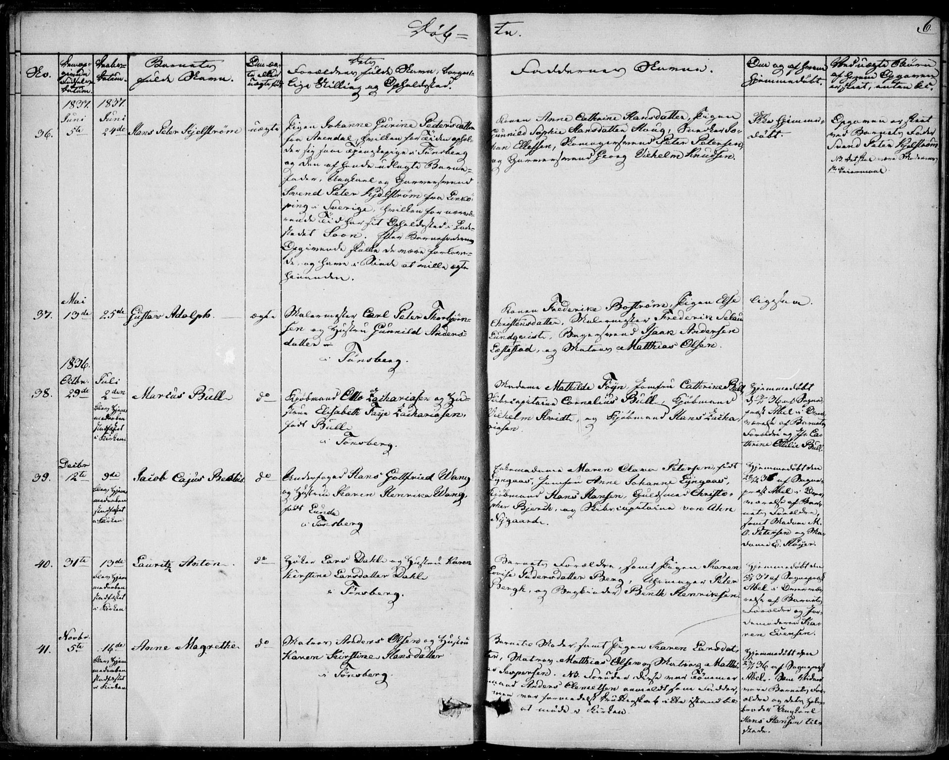 Tønsberg kirkebøker, AV/SAKO-A-330/F/Fa/L0006: Ministerialbok nr. I 6, 1836-1844, s. 6