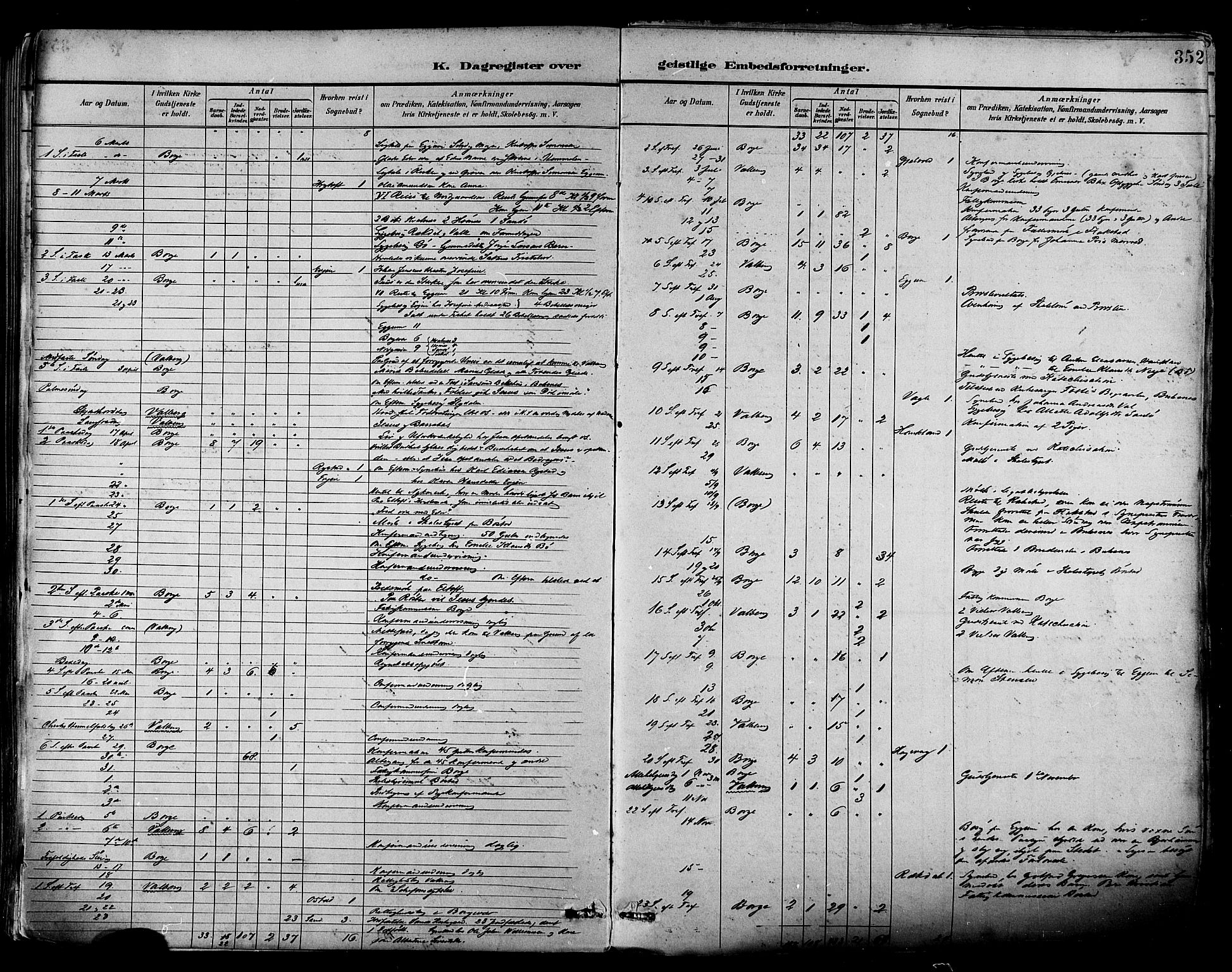 Ministerialprotokoller, klokkerbøker og fødselsregistre - Nordland, SAT/A-1459/880/L1133: Ministerialbok nr. 880A07, 1888-1898, s. 352